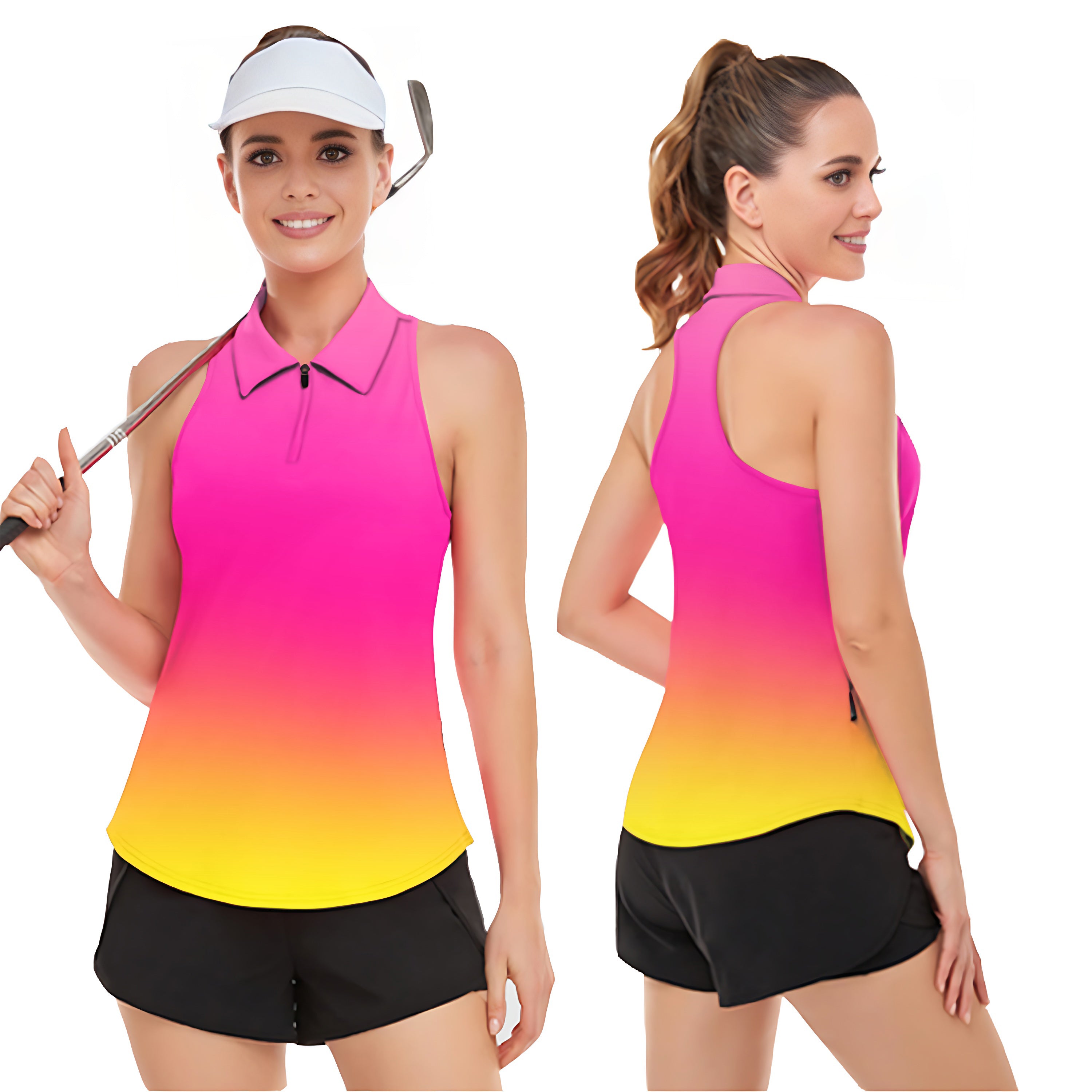 Neon Gradients Women’s Sleeveless Golf Tank Top Shirt Polo