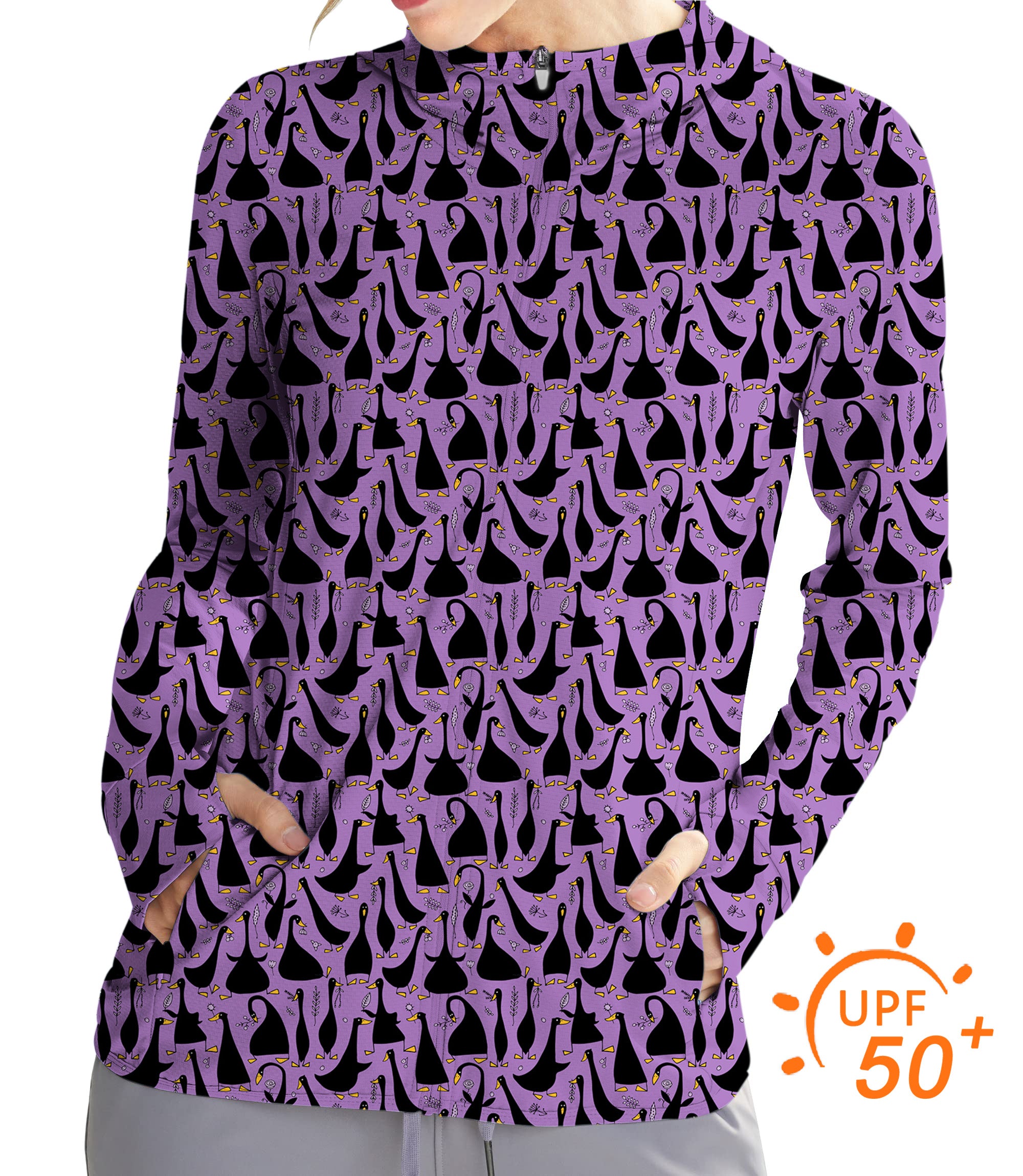 Women's Outdoor Black Goose Purple Golf Sun Protection Slim Fit zip hoodies
