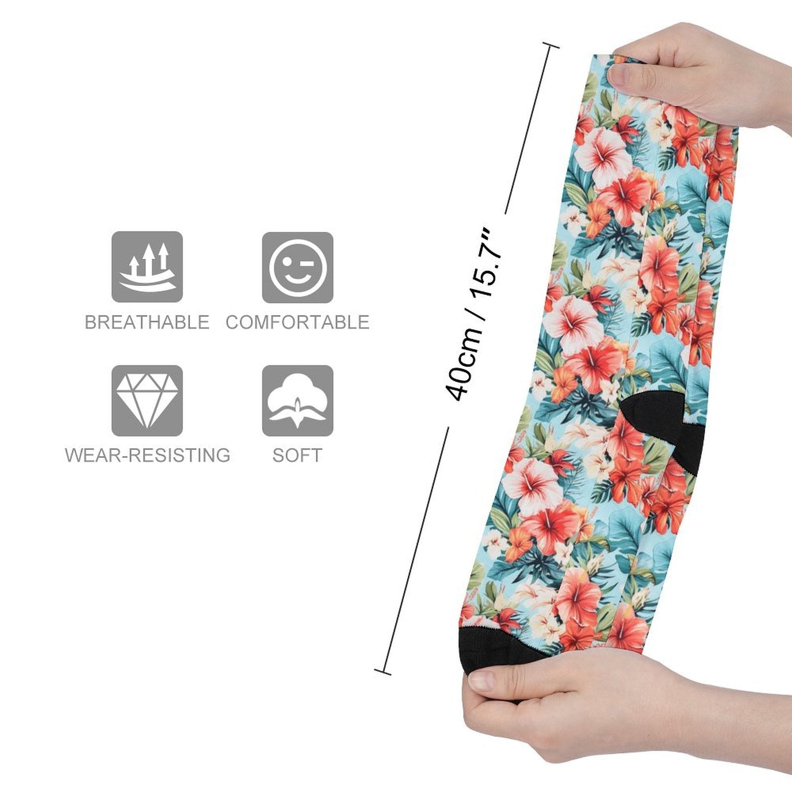 Hawaiian Flowers Prined socks Gifts for Men Women