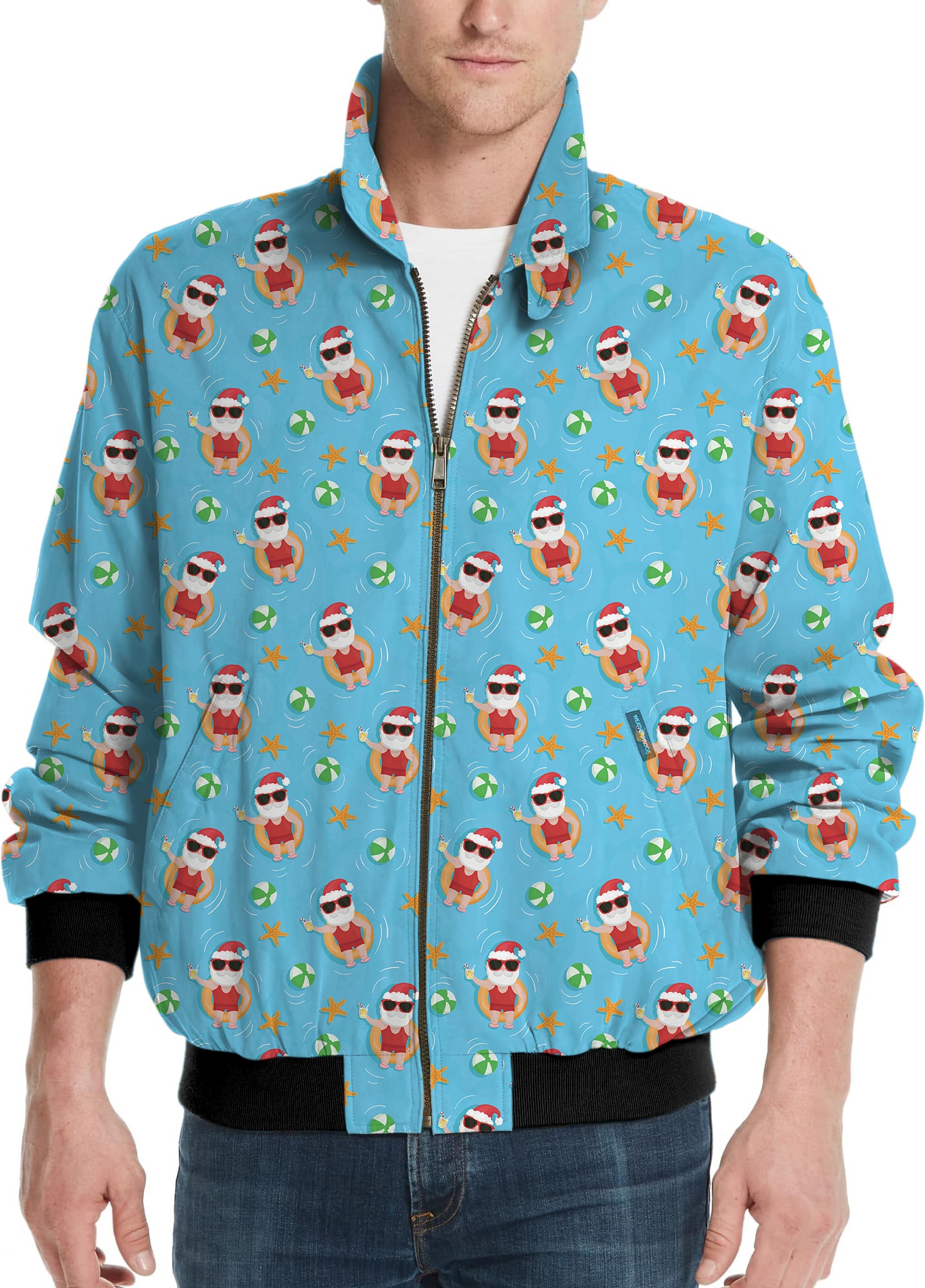 Christmas Santa Swim juice-Men's Golf Windbreaker Light Jacket