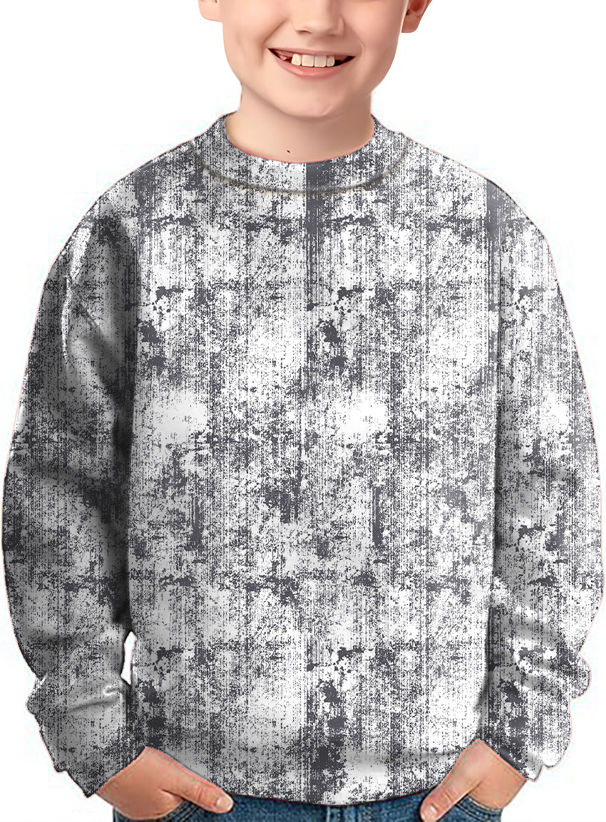 Gray Line Lmpression Crewneck Pullover Kids Ugly Sweater