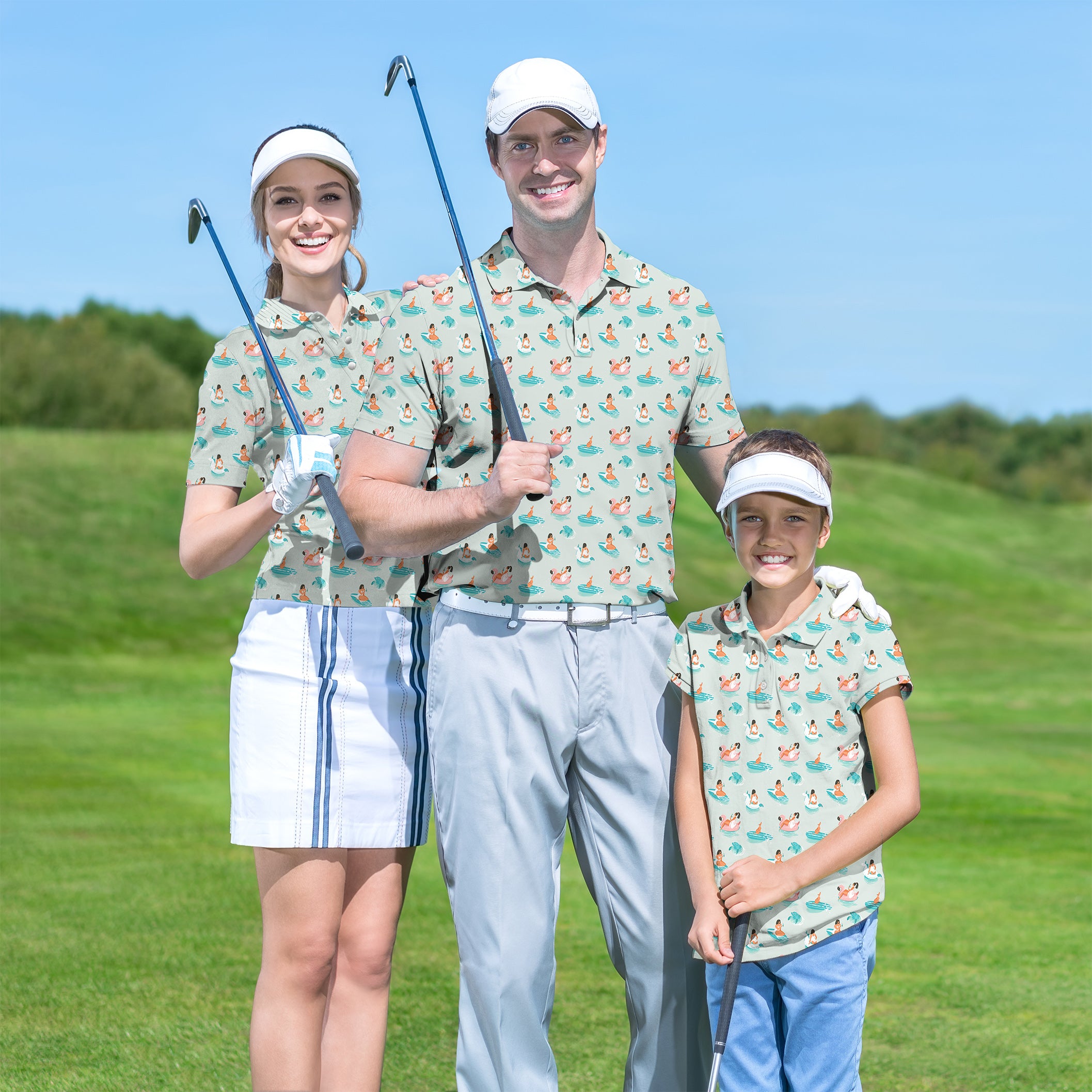 Golf Polo Family set Girl playing on the water