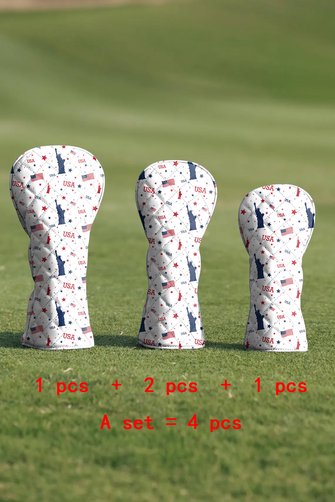 Statue of Liberty Quilting Golf Cover Set Digital Printing Sewing The Perfect Gift For Your Favorite Team 4 Pcs Set