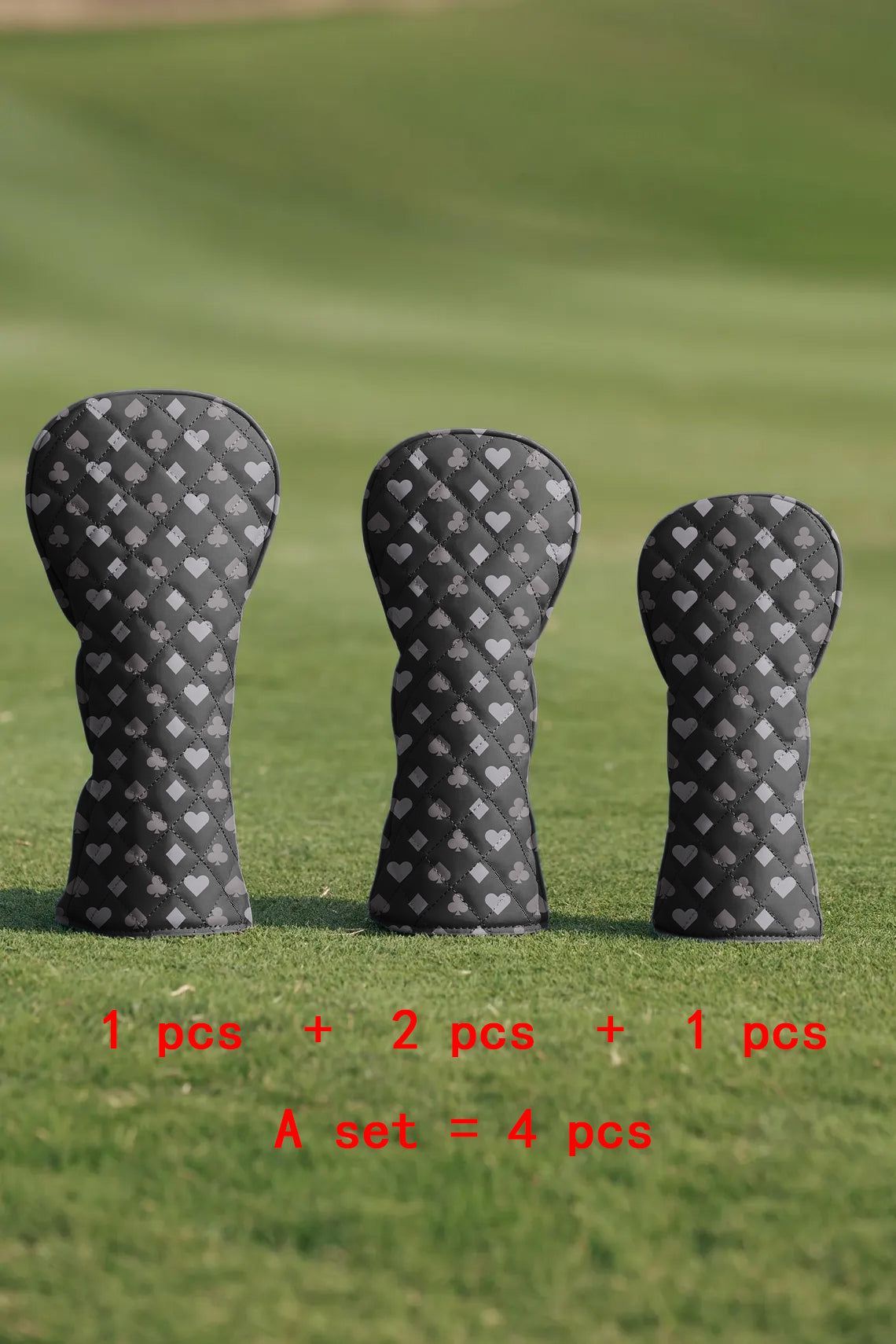 Poker Pattern Quilting Golf Cover Set Digital Printing Sewing The Perfect Gift For Your Favorite Team 4 Pcs Set