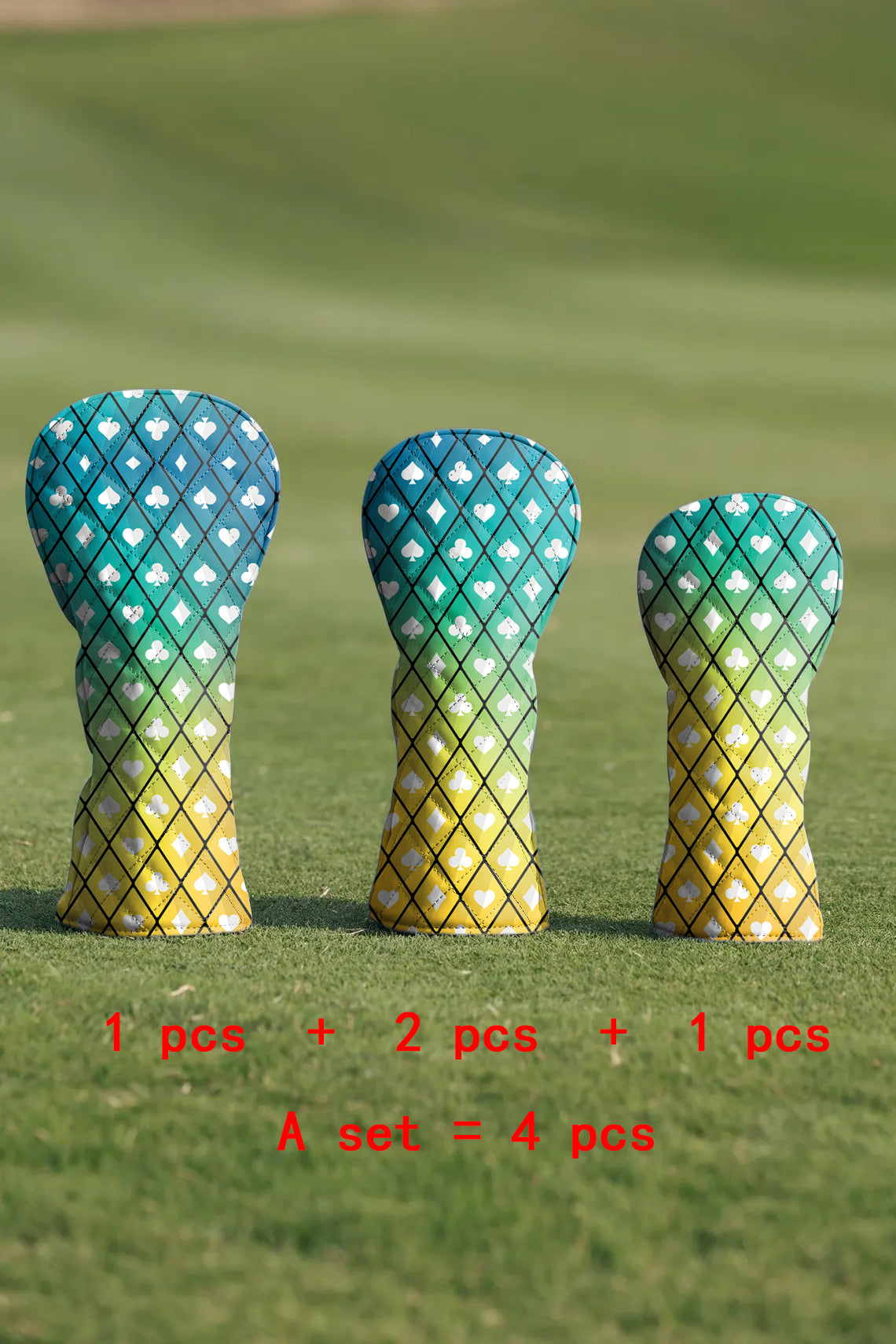 Poker and Casino Quilting Golf Cover Set Digital Printing Sewing The Perfect Gift For Your Favorite Team 4 Pcs Set