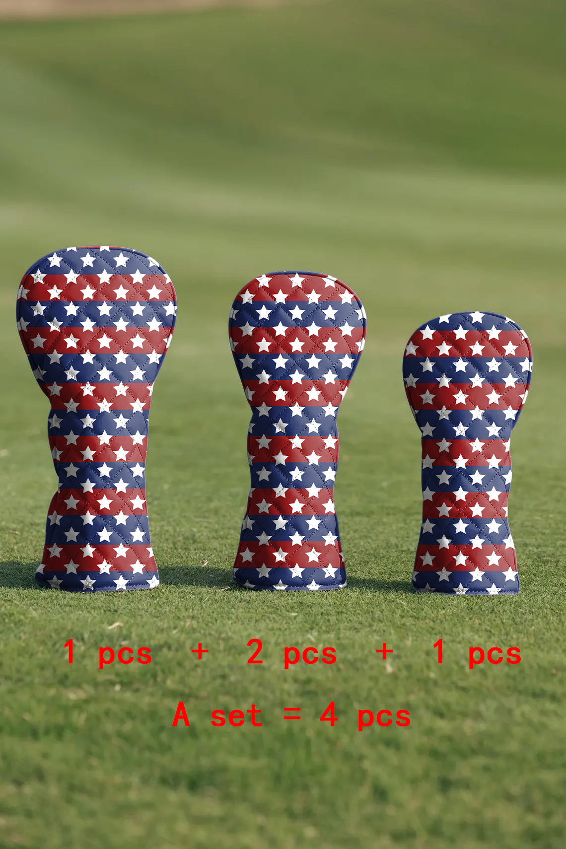 US Flag Stars Quilting Golf Cover Set Digital Printing Sewing The Perfect Gift For Your Favorite Team 4 Pcs Set