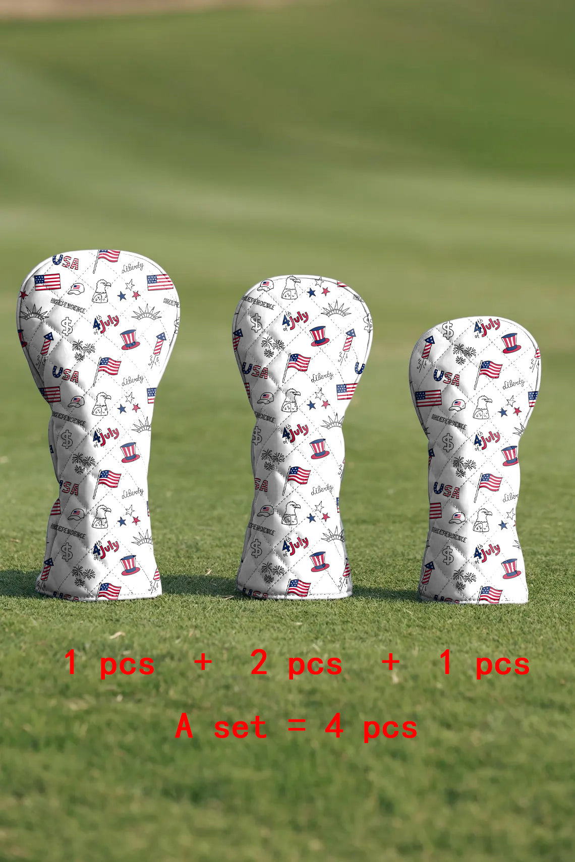 American flag Quilting Golf Cover Set Digital Printing Sewing The Perfect Gift For Your Favorite Team 4 Pcs Set