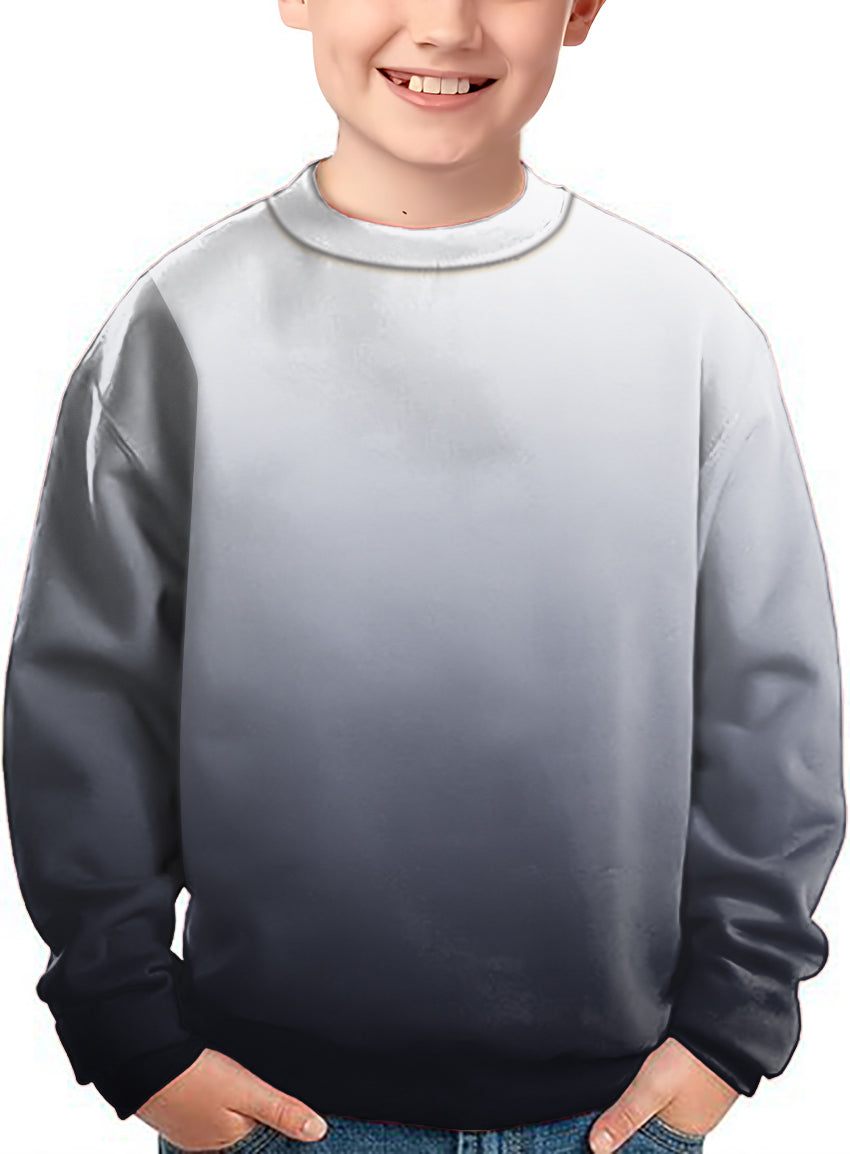 Black And White Gradient Crewneck Pullover Kids Ugly Sweater
