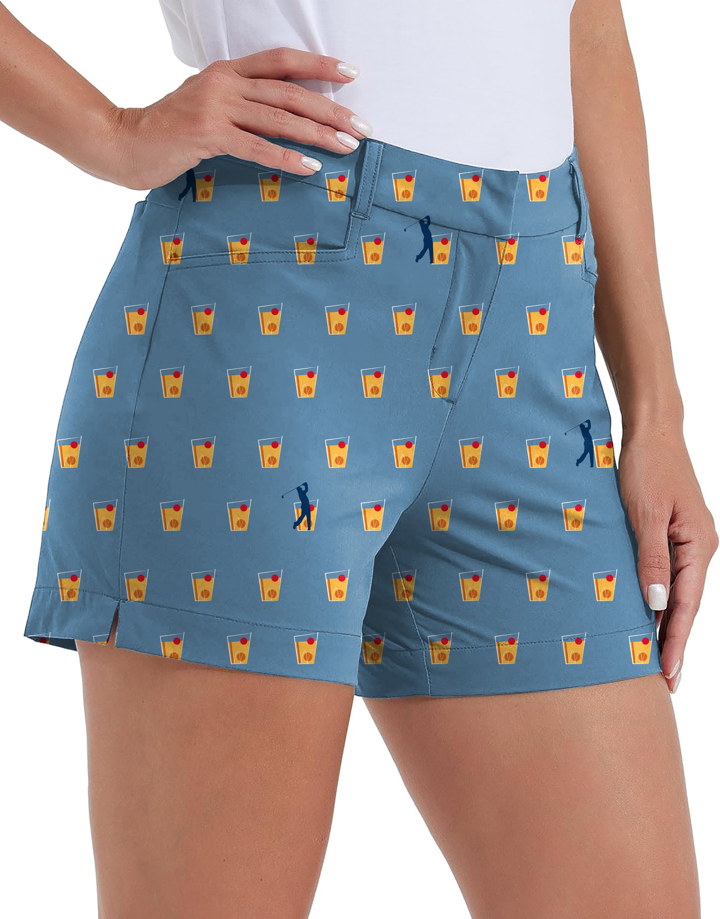 Old Fashion Polo women's quick-drying golf shorts with pockets in blue, outdoor casual waterproof design