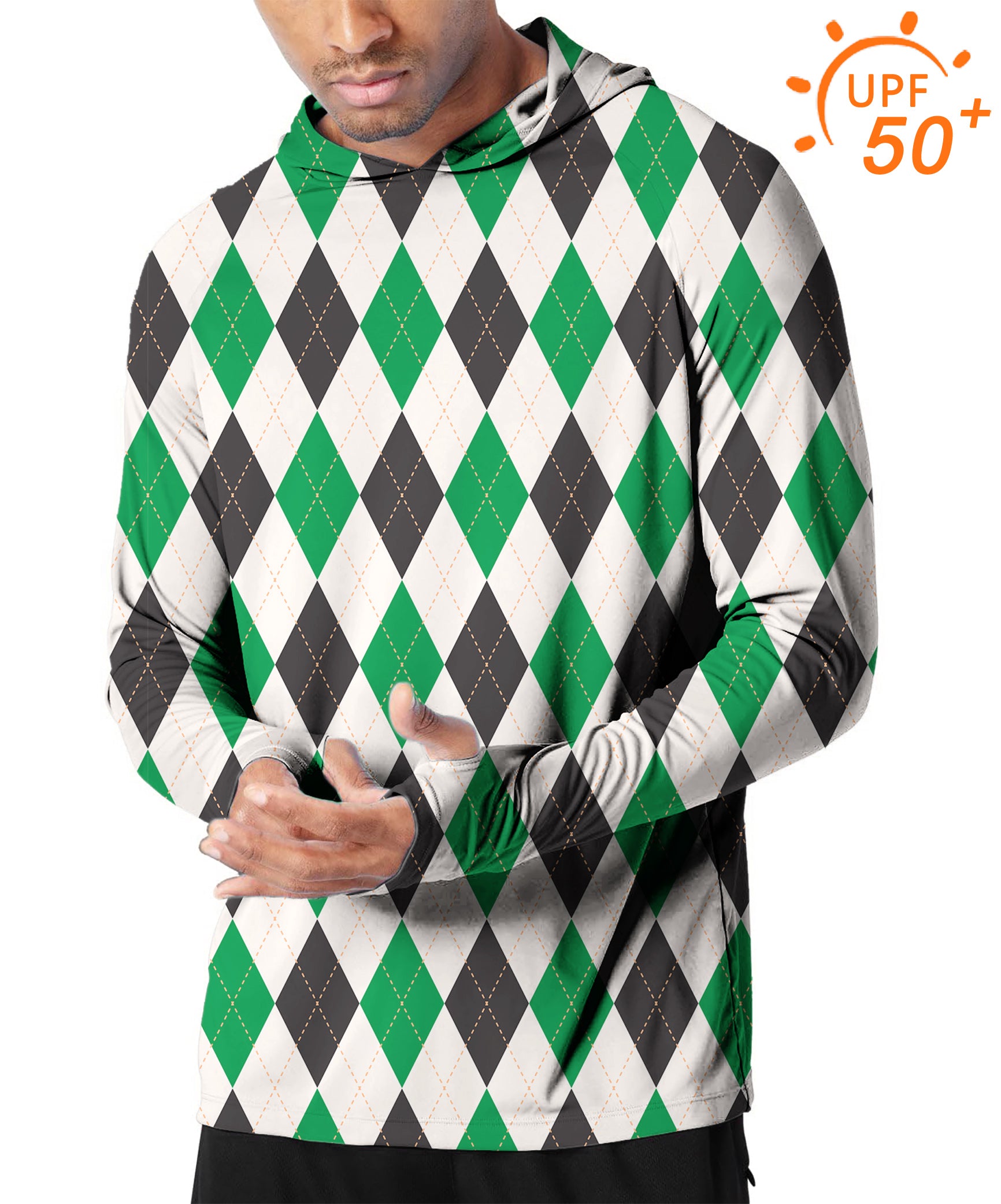 Argyle Men's Outdoor grid Golf Sun Protection Slim Fit hoodies