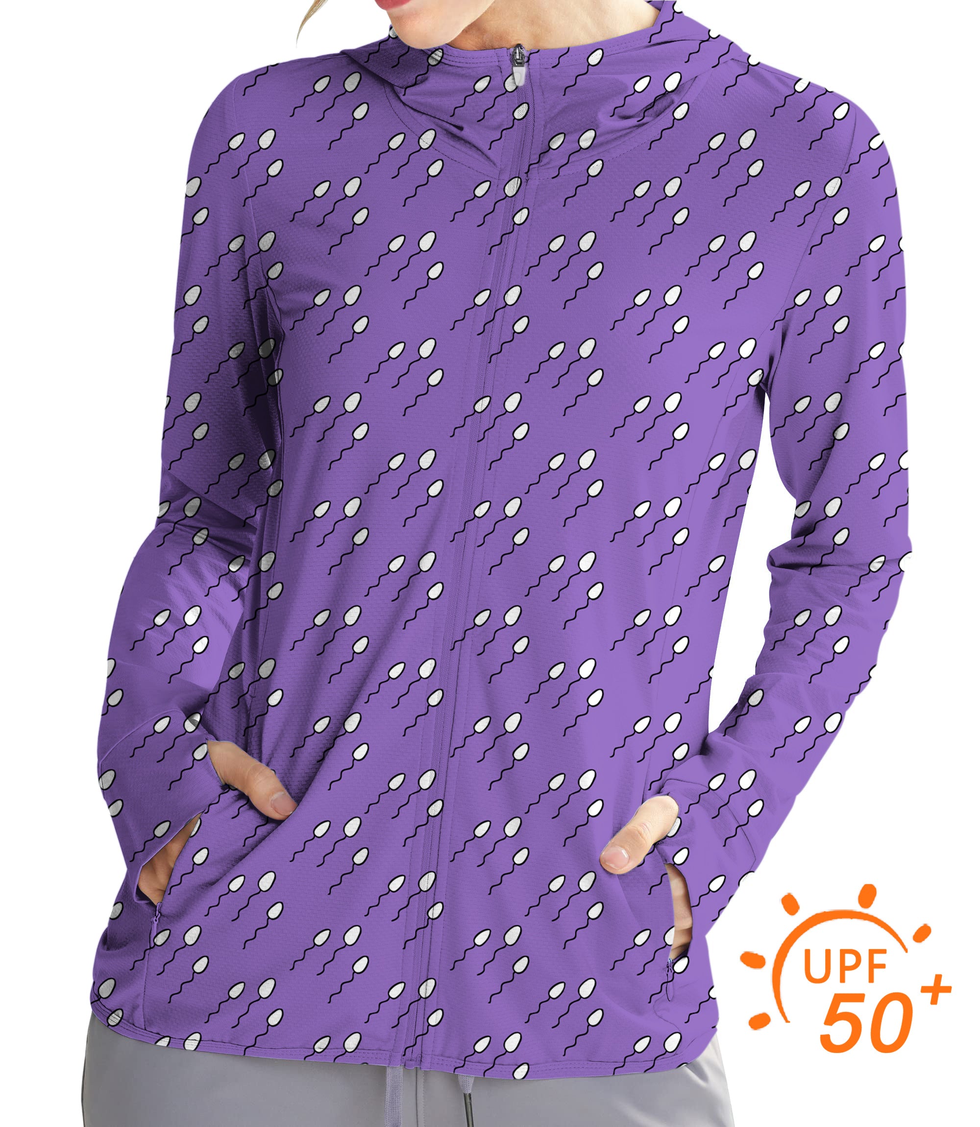 Women's Outdoor Abstract Sperm Lines Golf Sun Protection Slim Fit zip hoodies