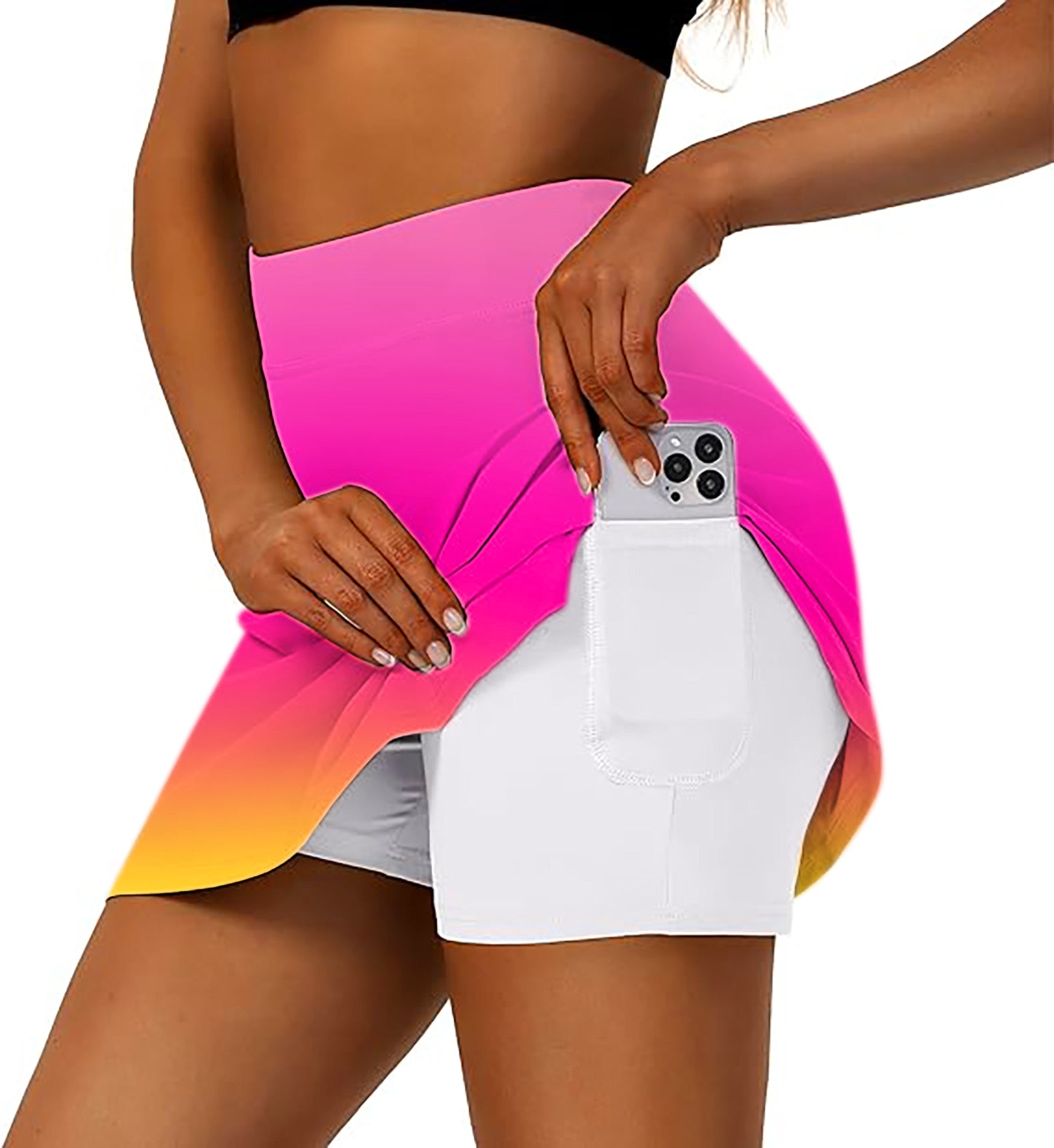 Women's Neon Gradients Golf Skirts Inner Shorts Pocket