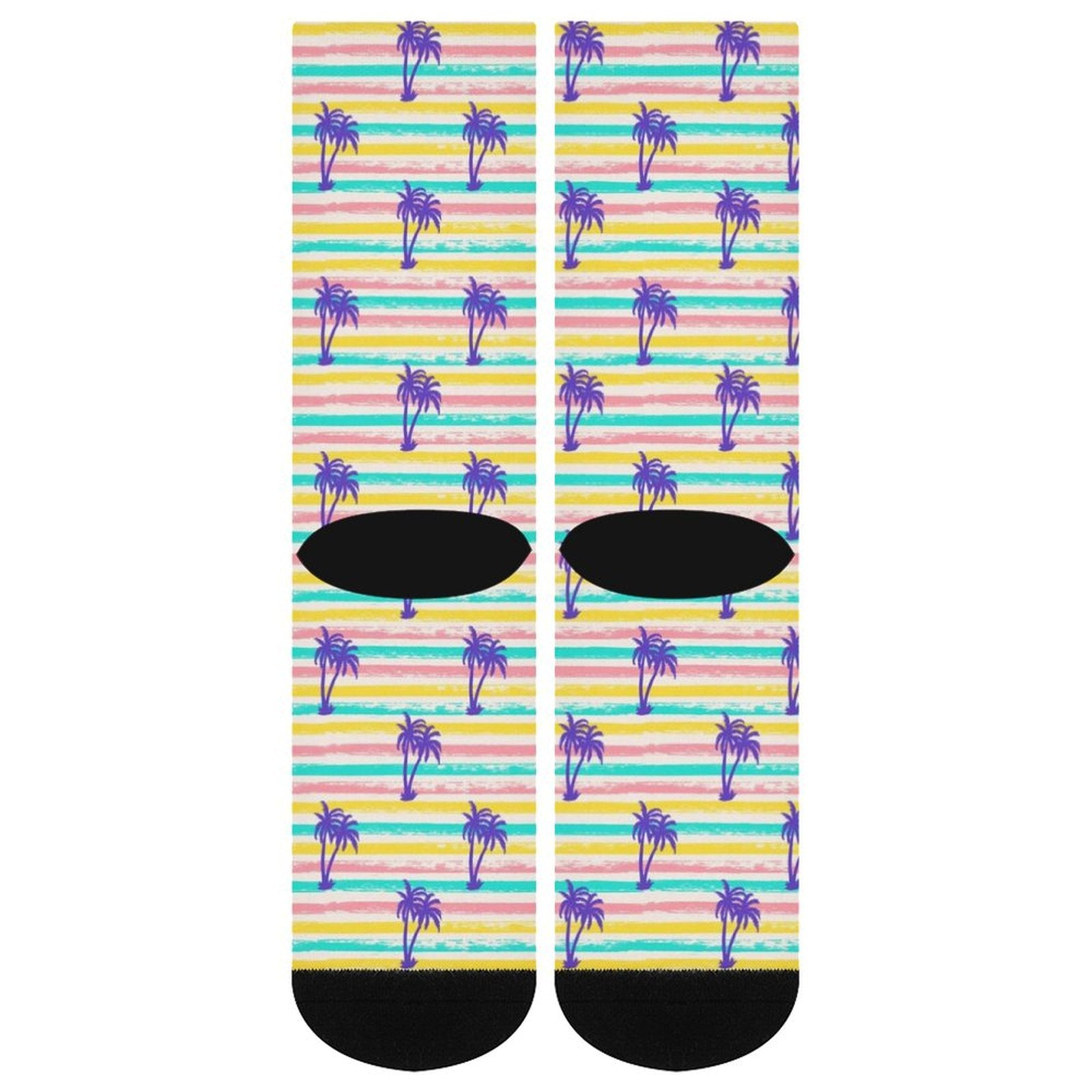 Striped Summer Palm tree Prined socks Gifts for Men Women