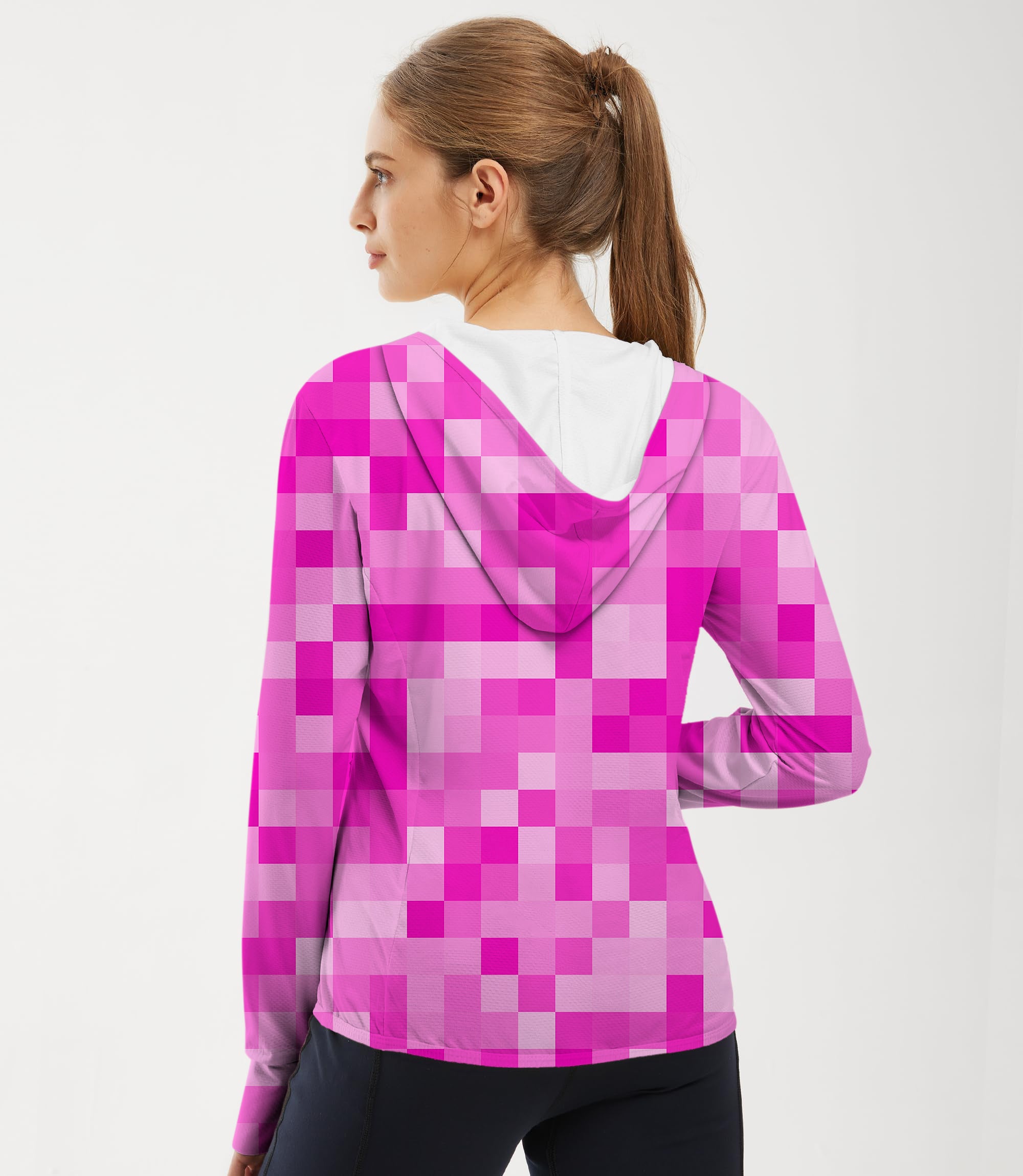 Women's Outdoor Rose Red Pixel Big Golf Sun Protection Slim Fit zip hoodies