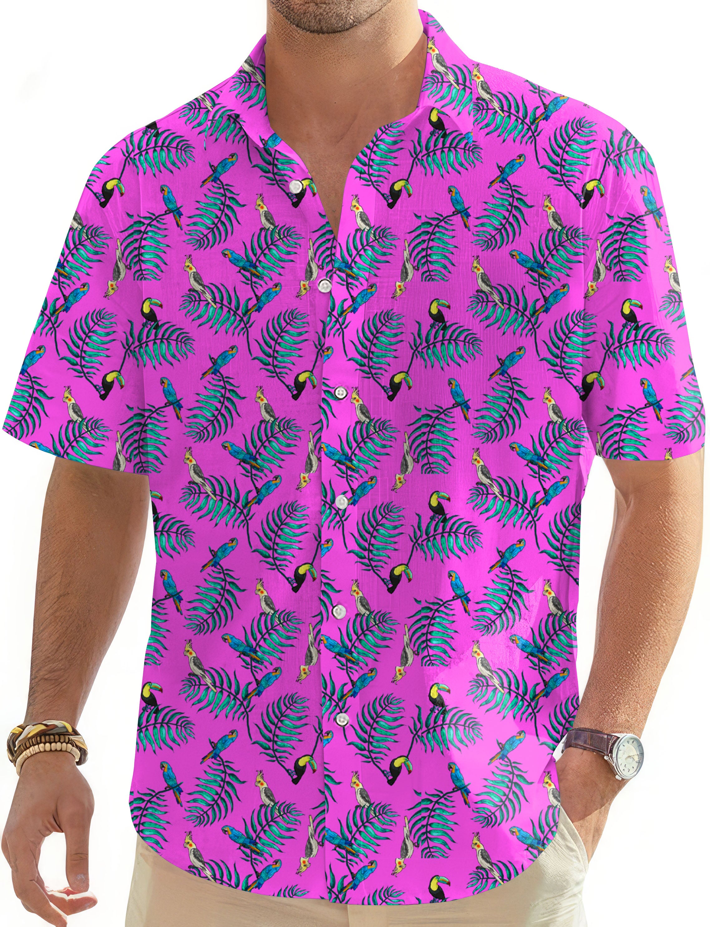 Tropical Oasis-Men's Golf Hawaiian Shirts Button Down Shirt