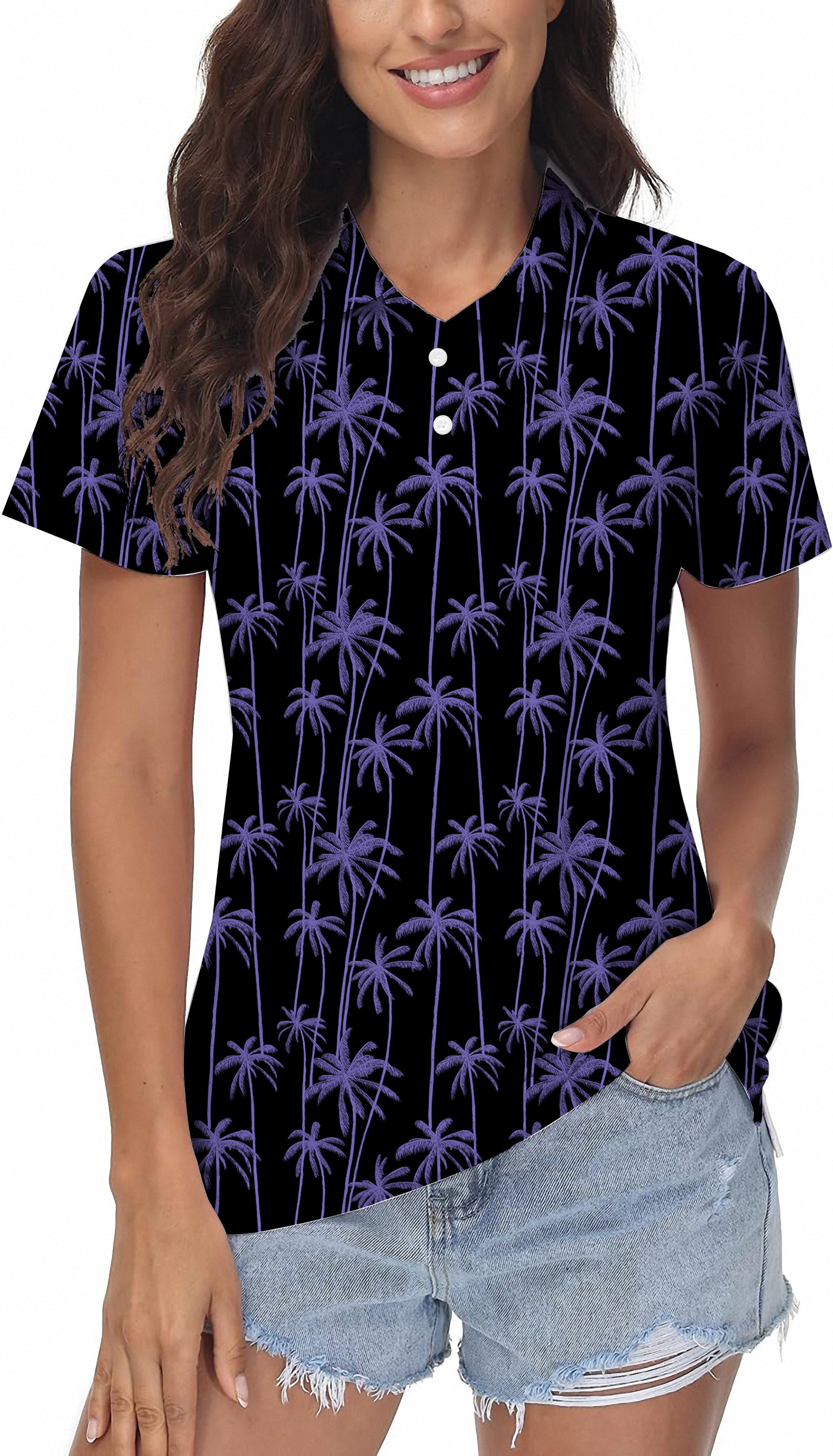 Purple Coconut Tree Women's Golf Polo