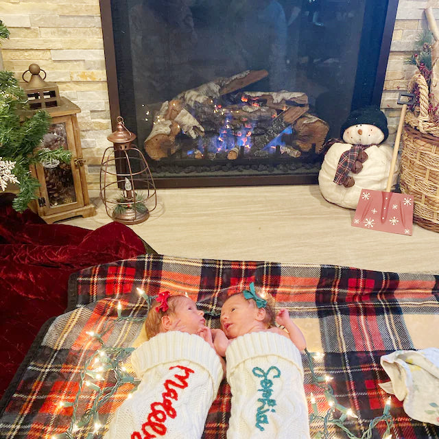 Hand Knitted Personalized Stockings embroidery Socks Merry Christmas Gift