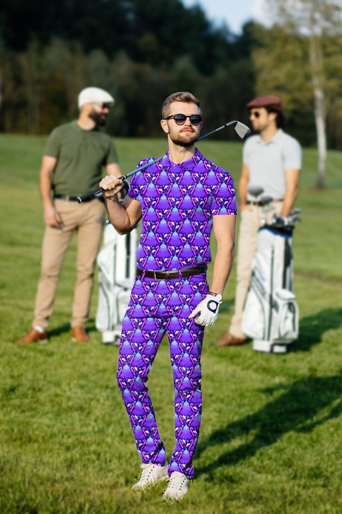 Men's Golf Set Polo+Pants Magical Christmas Tree