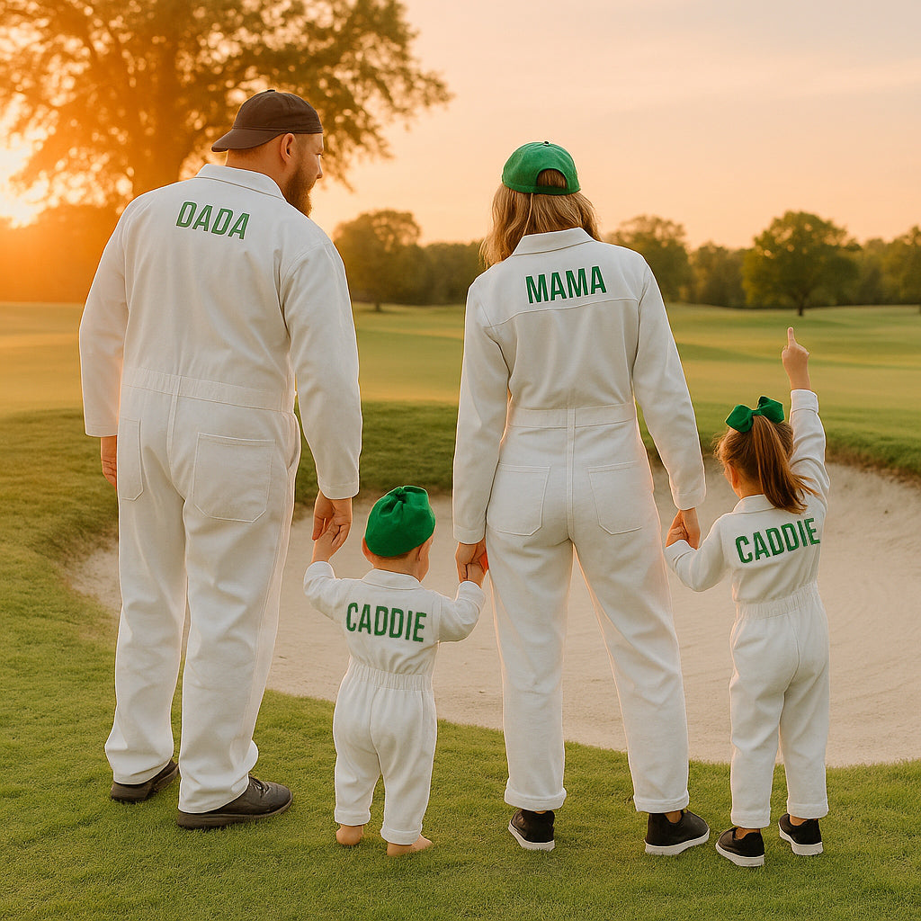 ADULT CADDIE UNIFORM Custom Golf Adult Teenager Coverall Suit Boiler Caddy Halloween Christmas Uniform White Custom Name Birthday