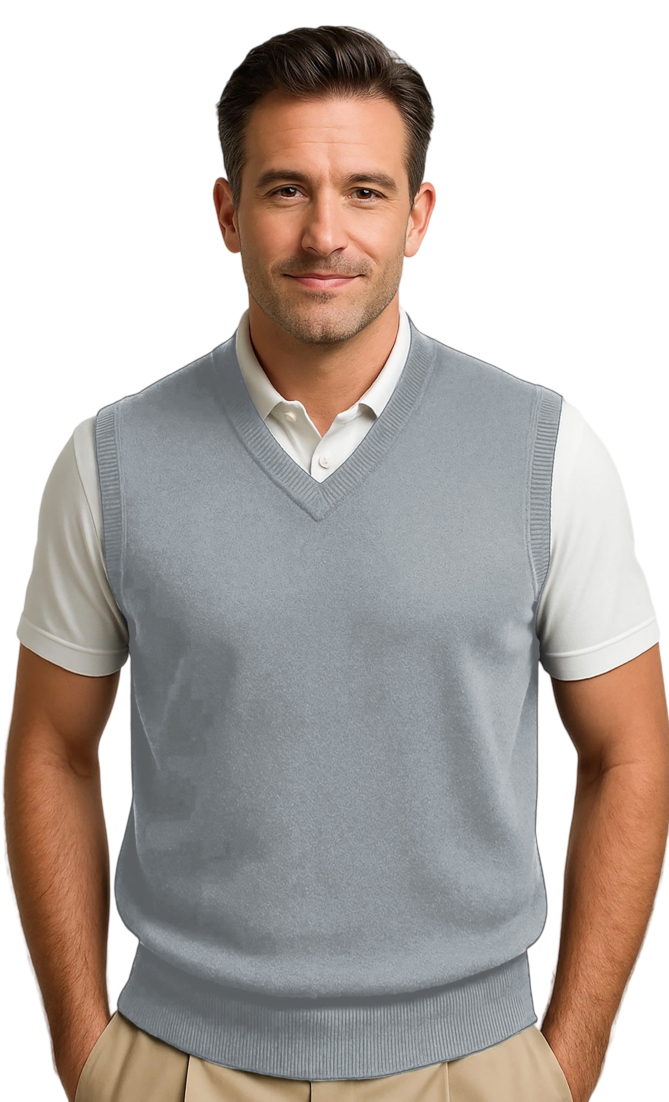 Men's Argyle Wool Sweater Vest - Mens Gray