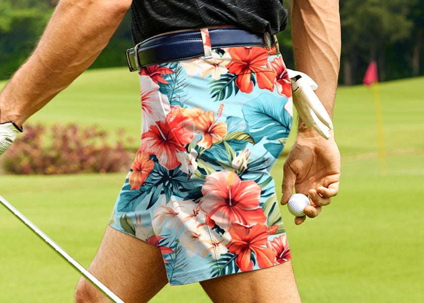 Men Hawaiian Flowers Golf Shorts