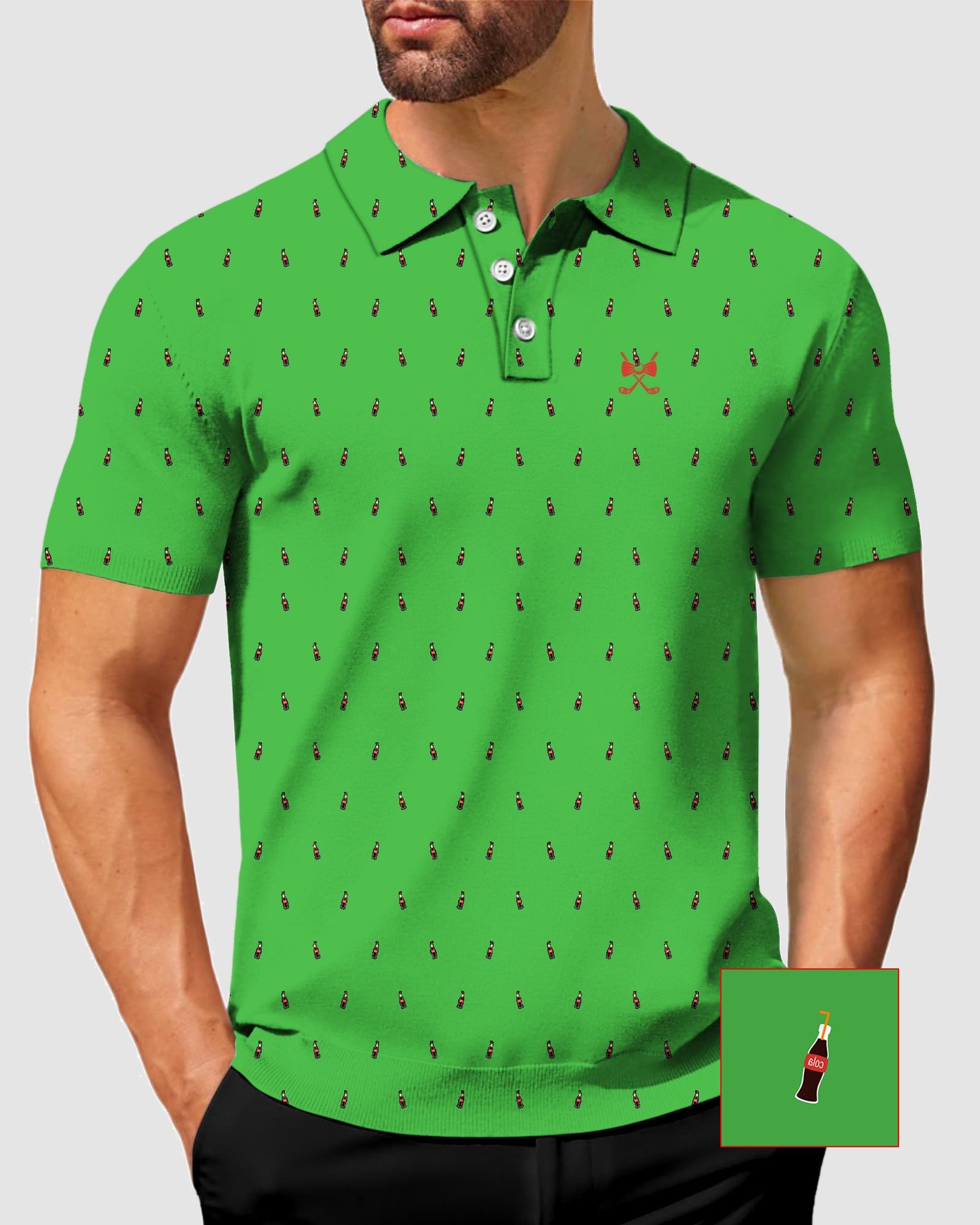 Men's Lime Cola Glass Bottle Golf Polo