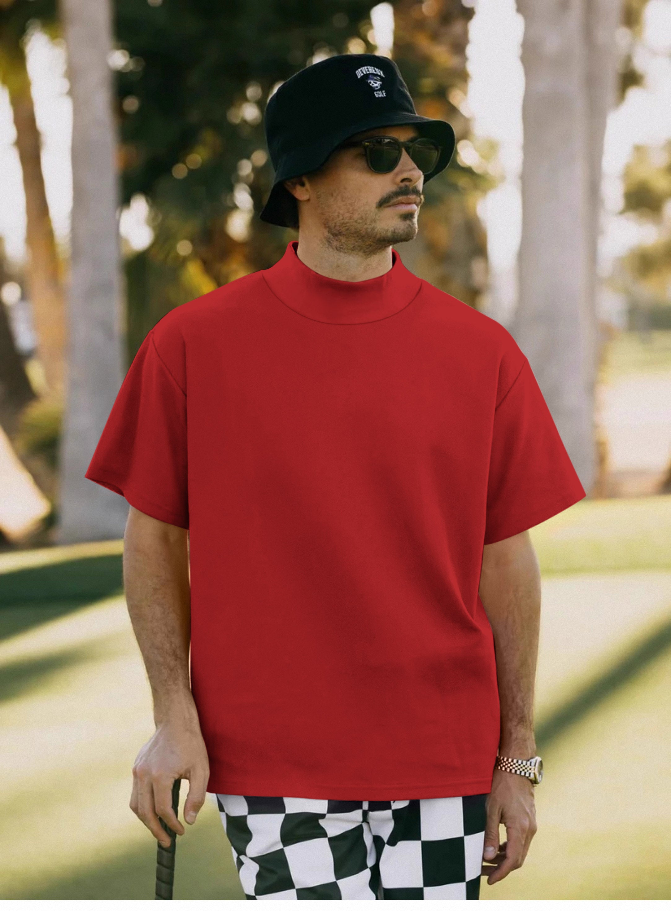 Men's pure festive Pullover High neck Long/Short sleeve T-Shirt