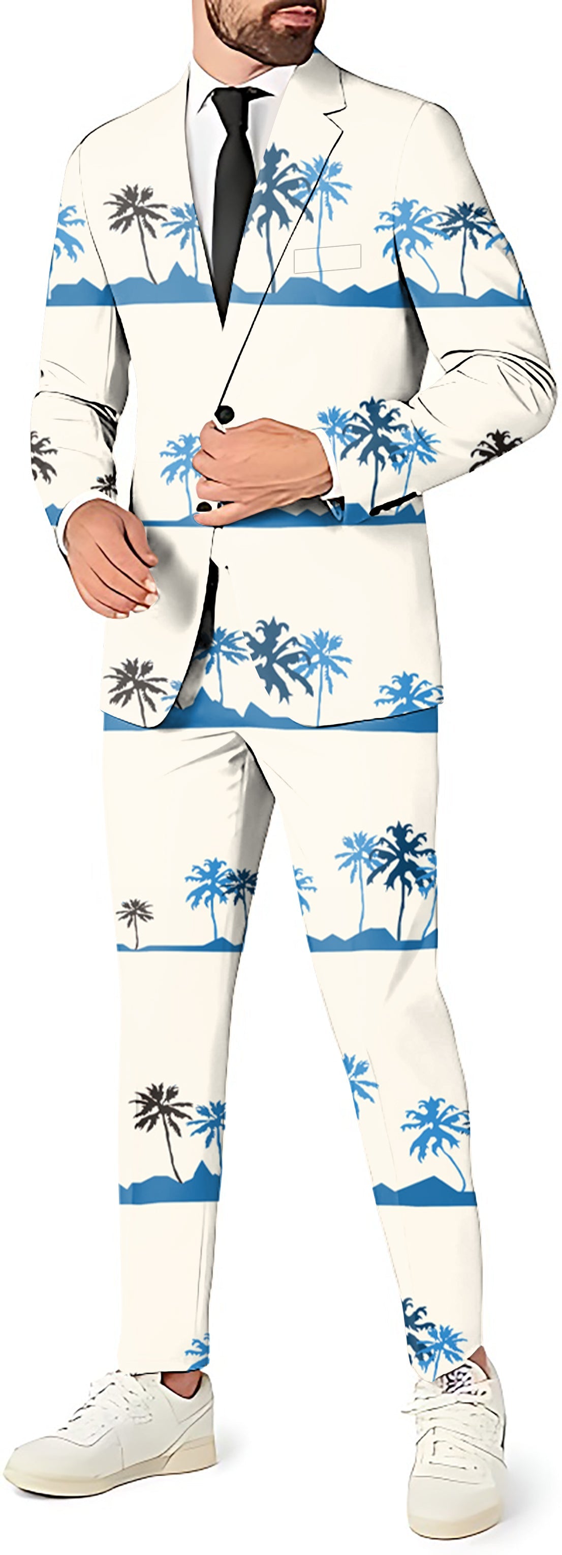 Men's Party Costumes palm tree print blazer and pants suit set
