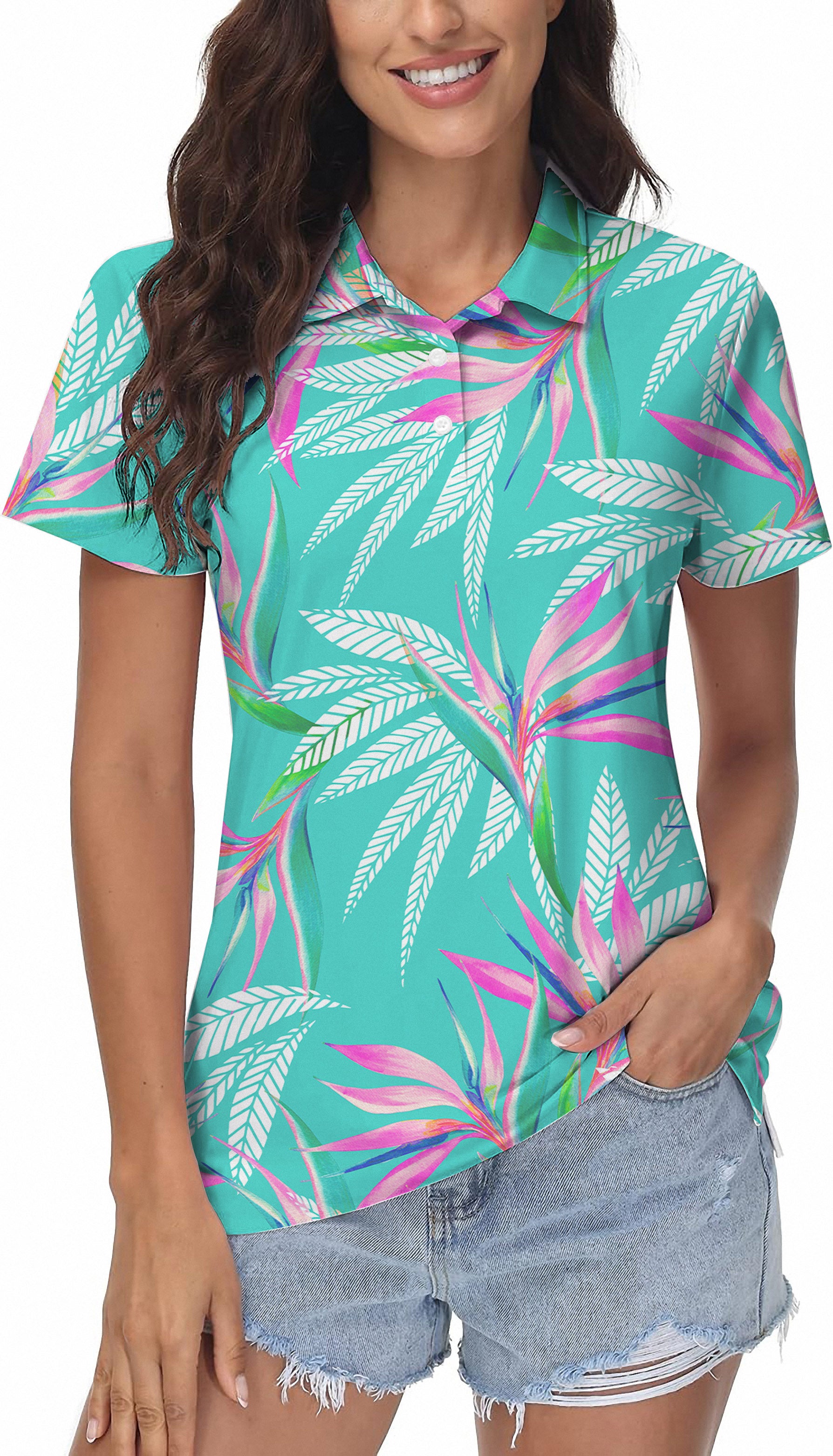 Tropical leaves Women's Golf Polo
