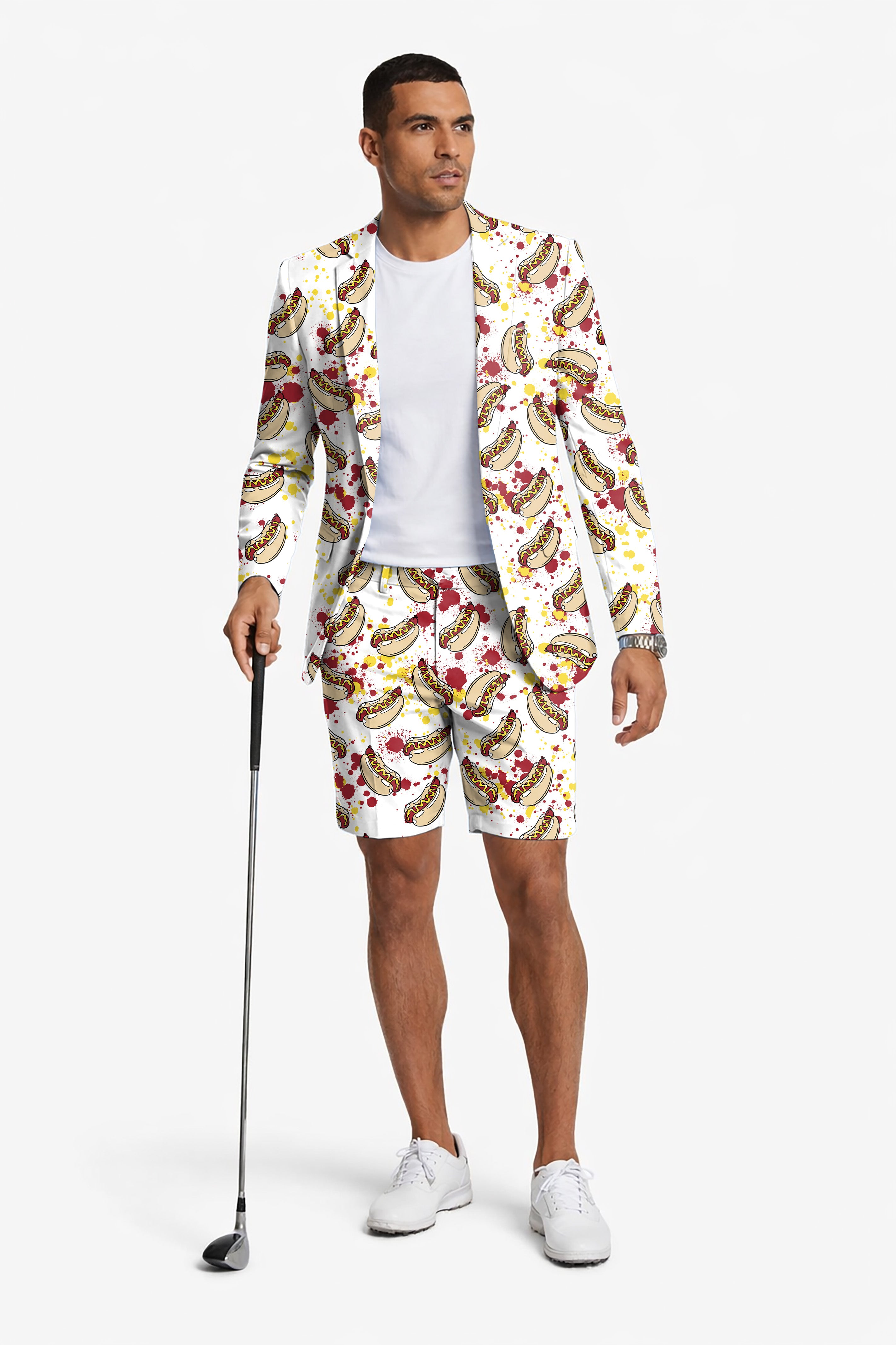 Hot Dog Men's Party Costumes-Theme Party 2pcs Suit set-Blazer Shorts