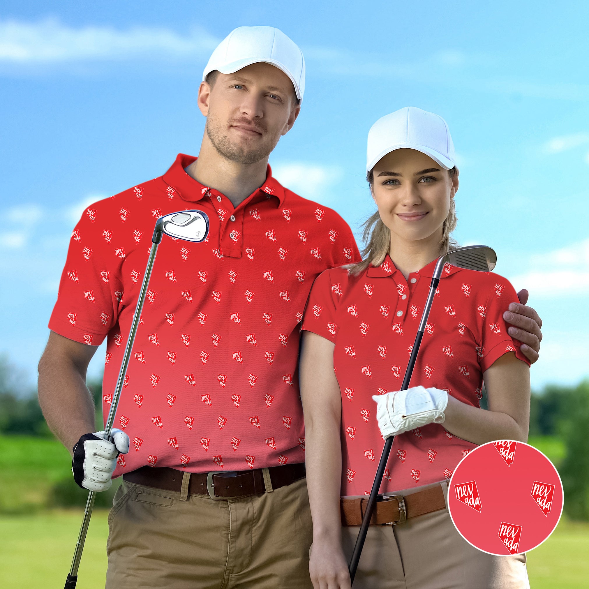 Couple Red Nevada set Golf Championship Trophy tournament