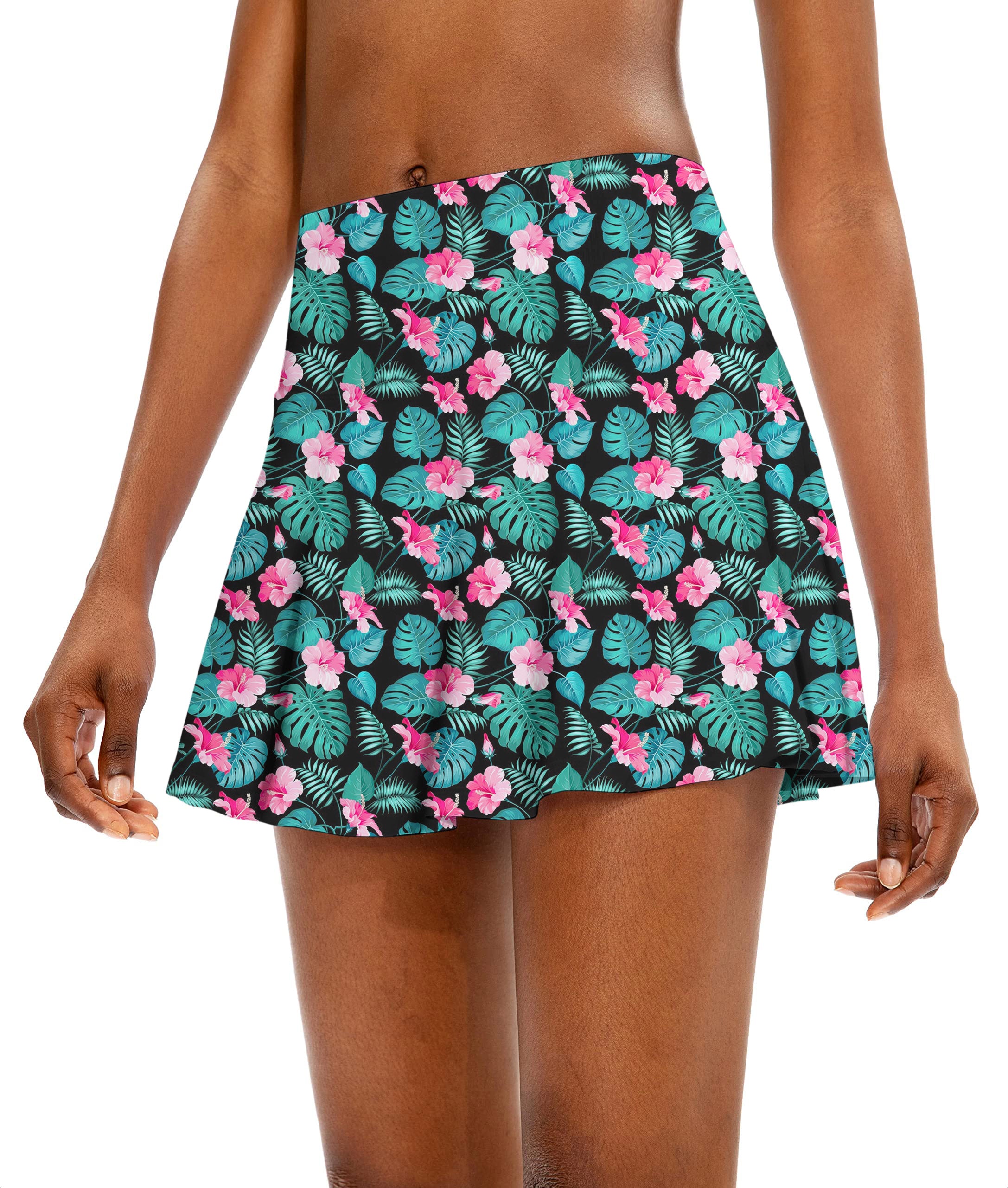 Tropic Floral Women's Athletic Golf Skorts Flared Skirts