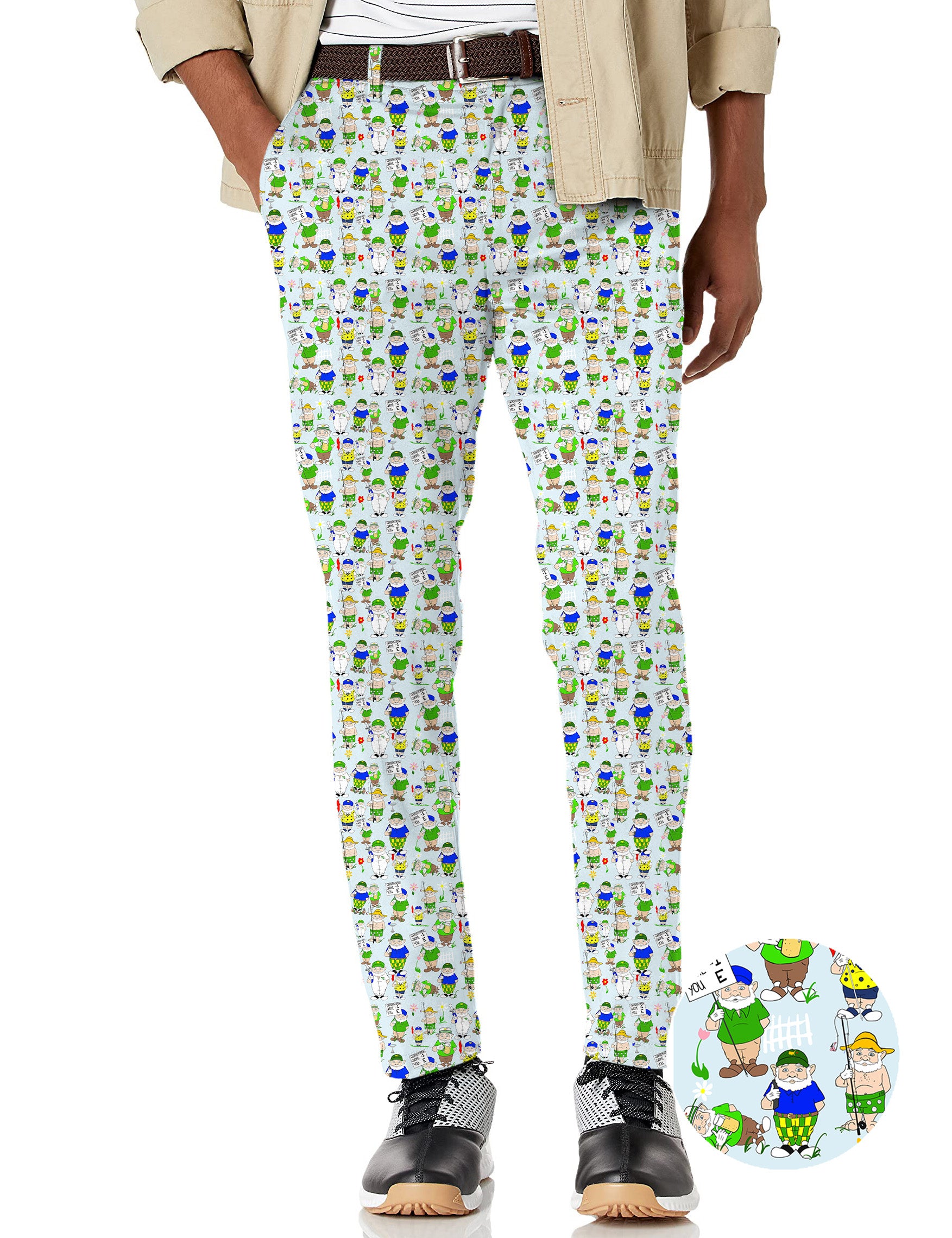 Men's Gnome Garden Open Designer style Stretch Golf Pants