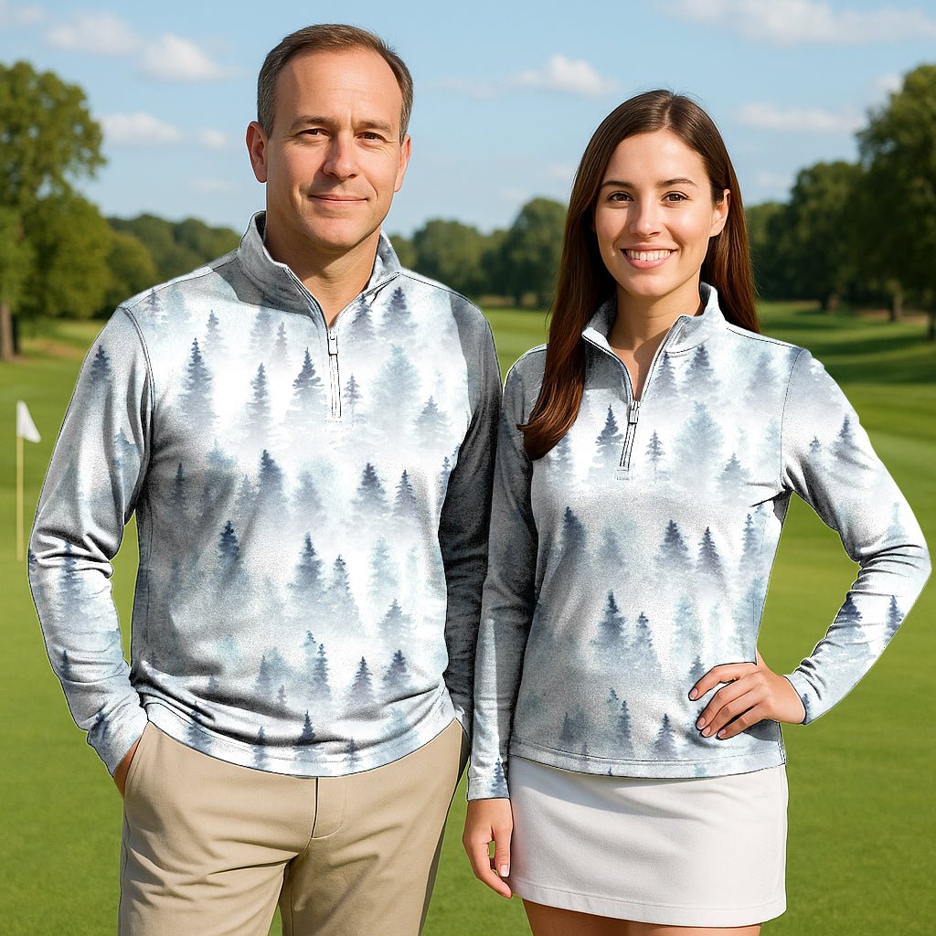 Subtle Pines Couple Golf Active 3/4 Zipper Top Long Sleeves