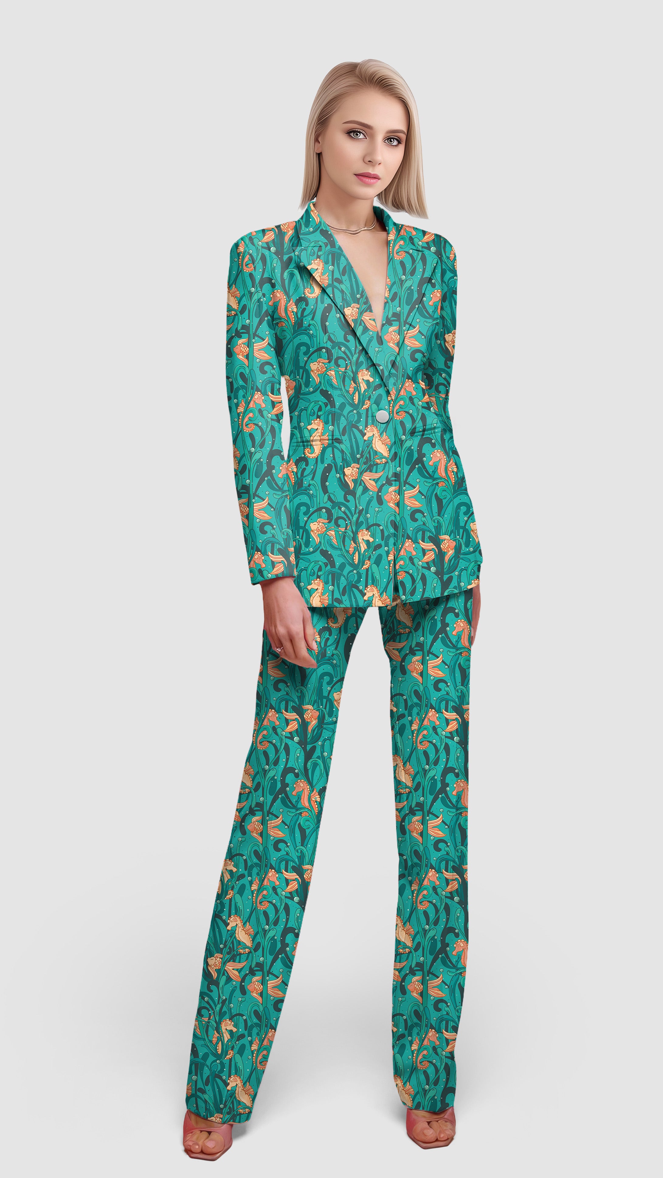 Seahorse Season-Women's Blazer Casual Work Office Blazer Suit set