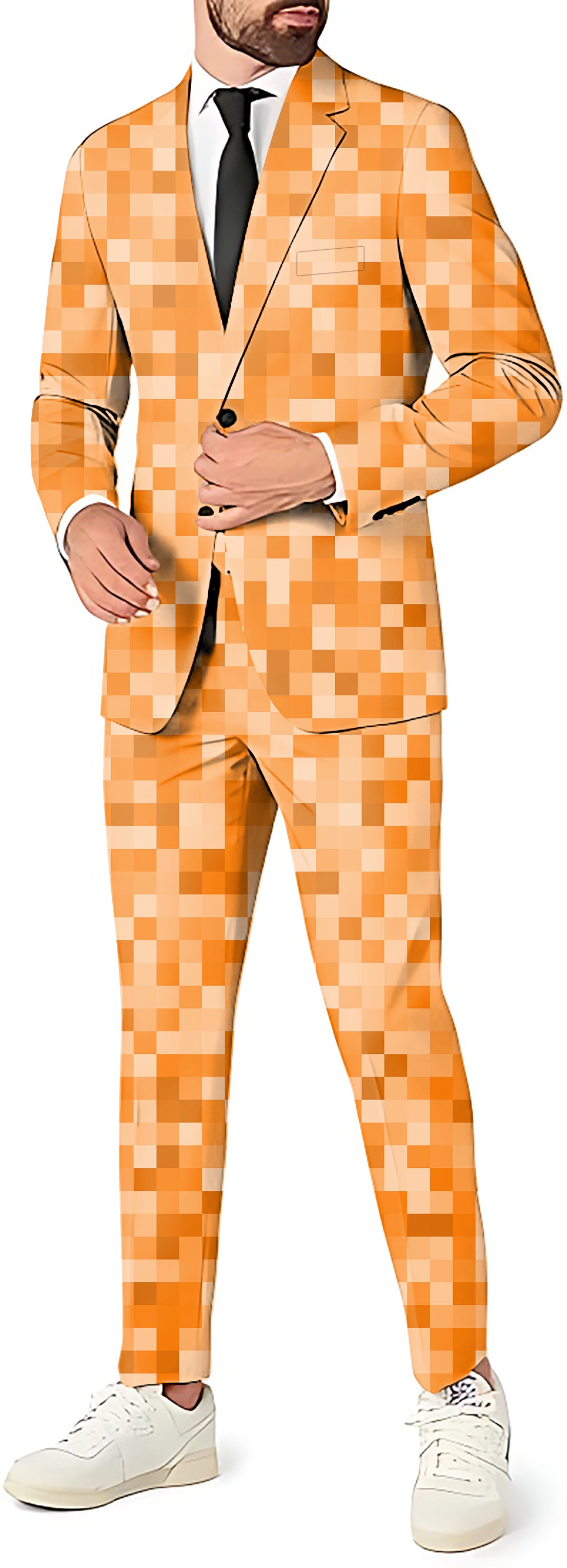 Orange Pixel Big Men's Party Costumes-Theme Party 2 or 3pcs Suit set-Blazer Pants & Vest
