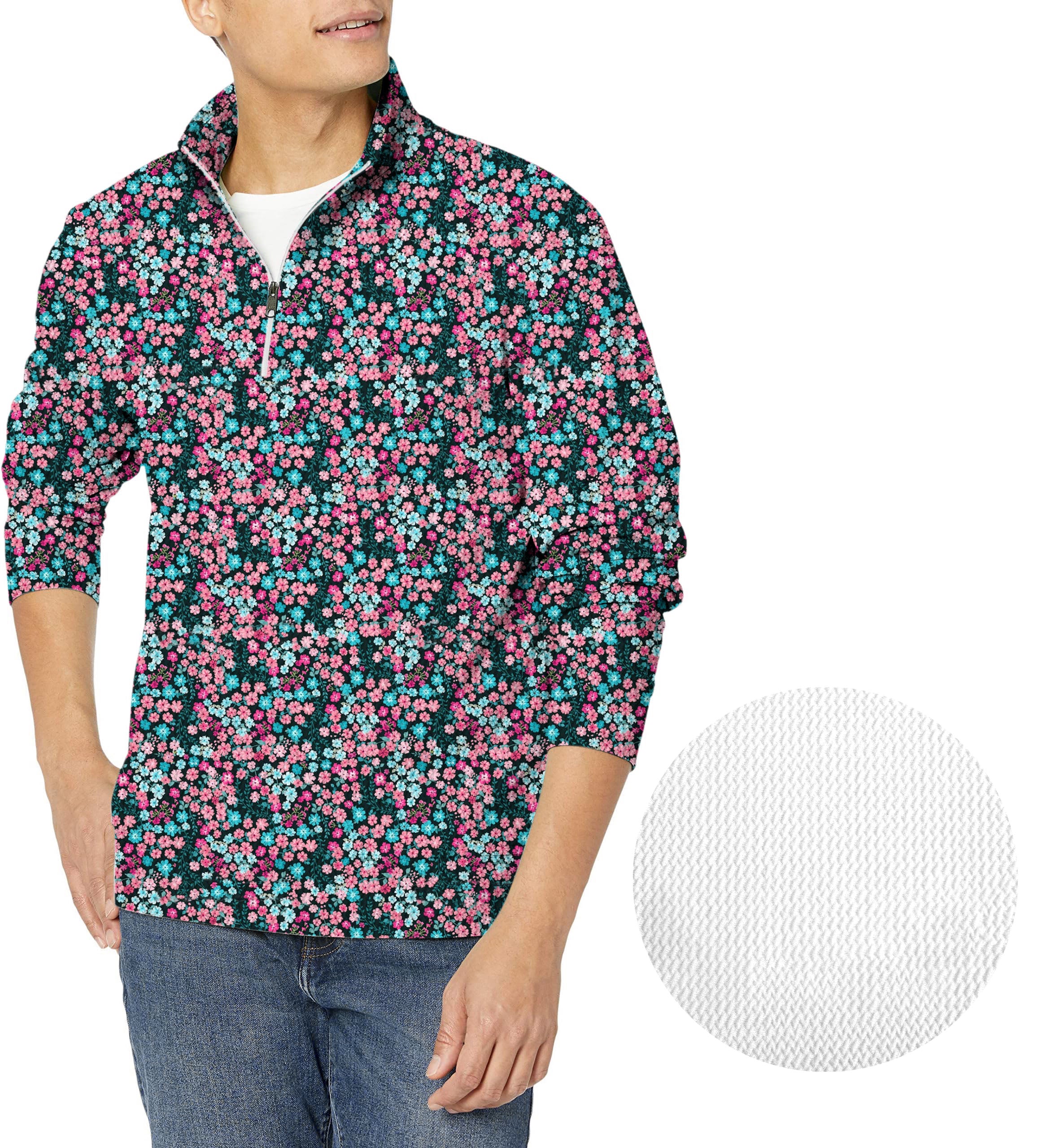 Candy Blossoms-Men's Golf Waffle Zipper Pullover