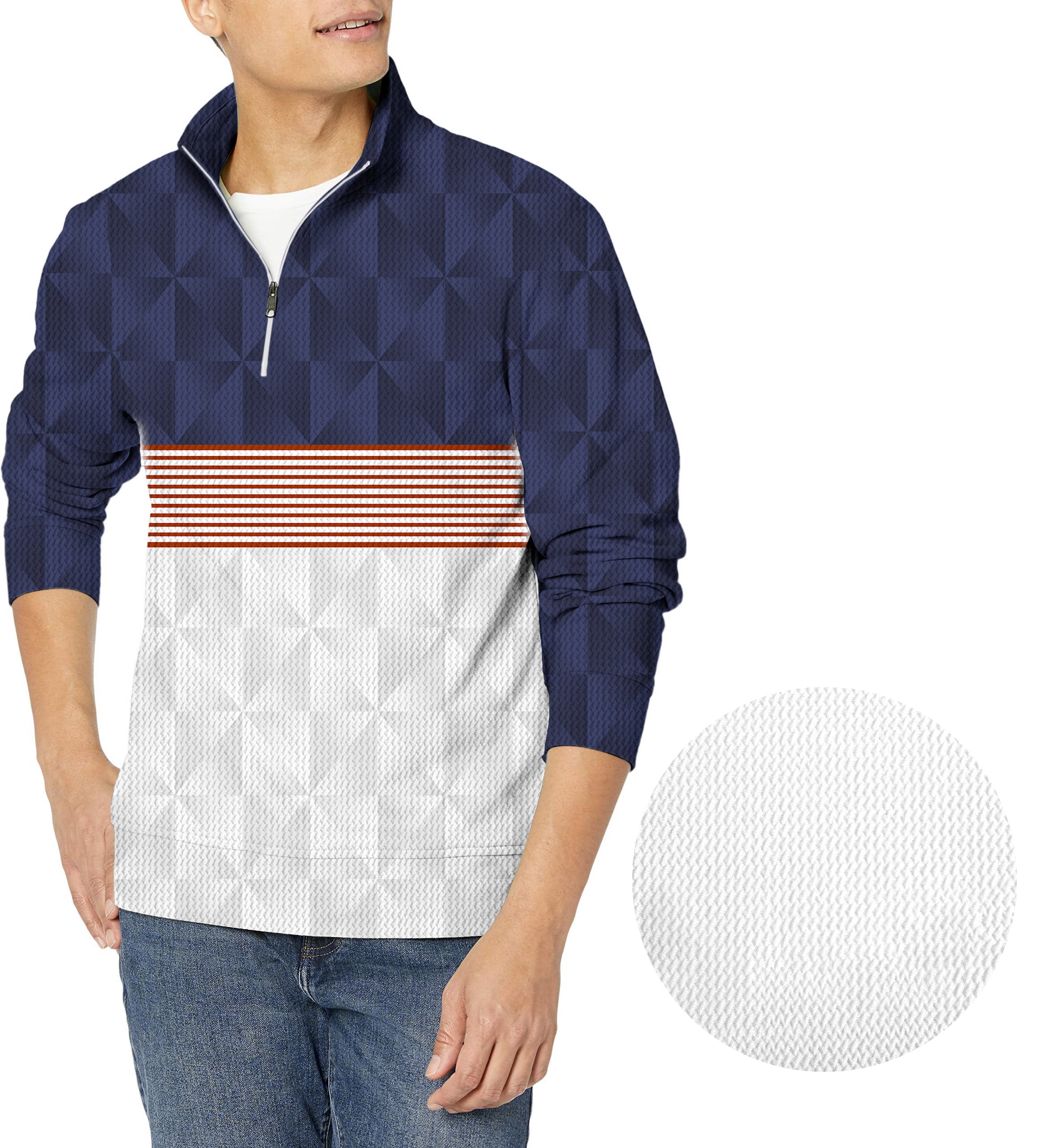 Stripe Splicing Custom Sport Team Competition Uniforms Men's Golf Waffle Zipper Pullover