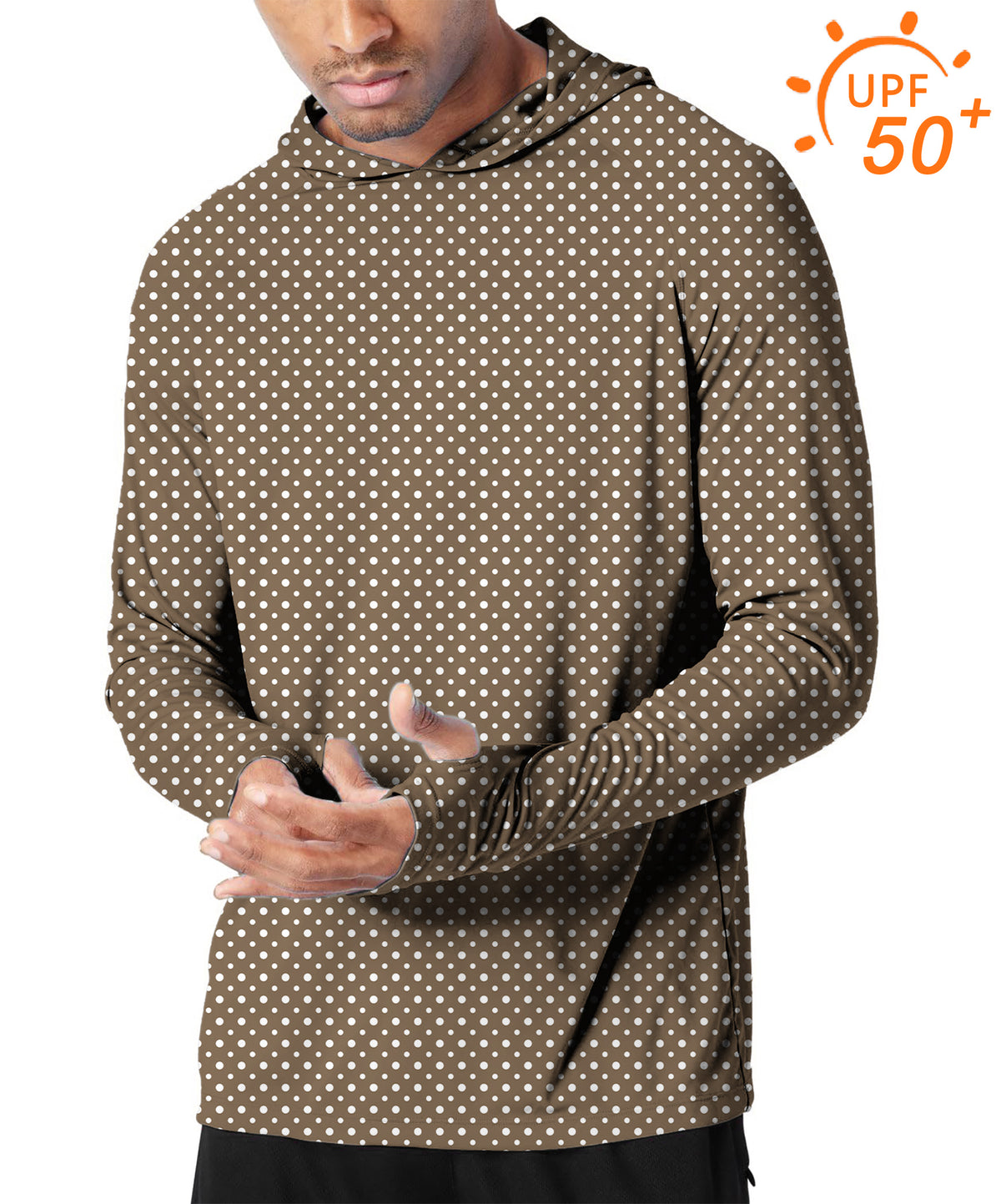 Men's Outdoor white polka dot brown Golf Sun Protection Loose Fit hoodies