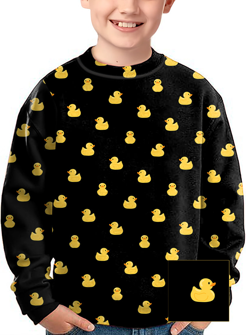 Yellow Rubber Duck Custom The Background Color Crewneck Pullover Kids Ugly Sweater