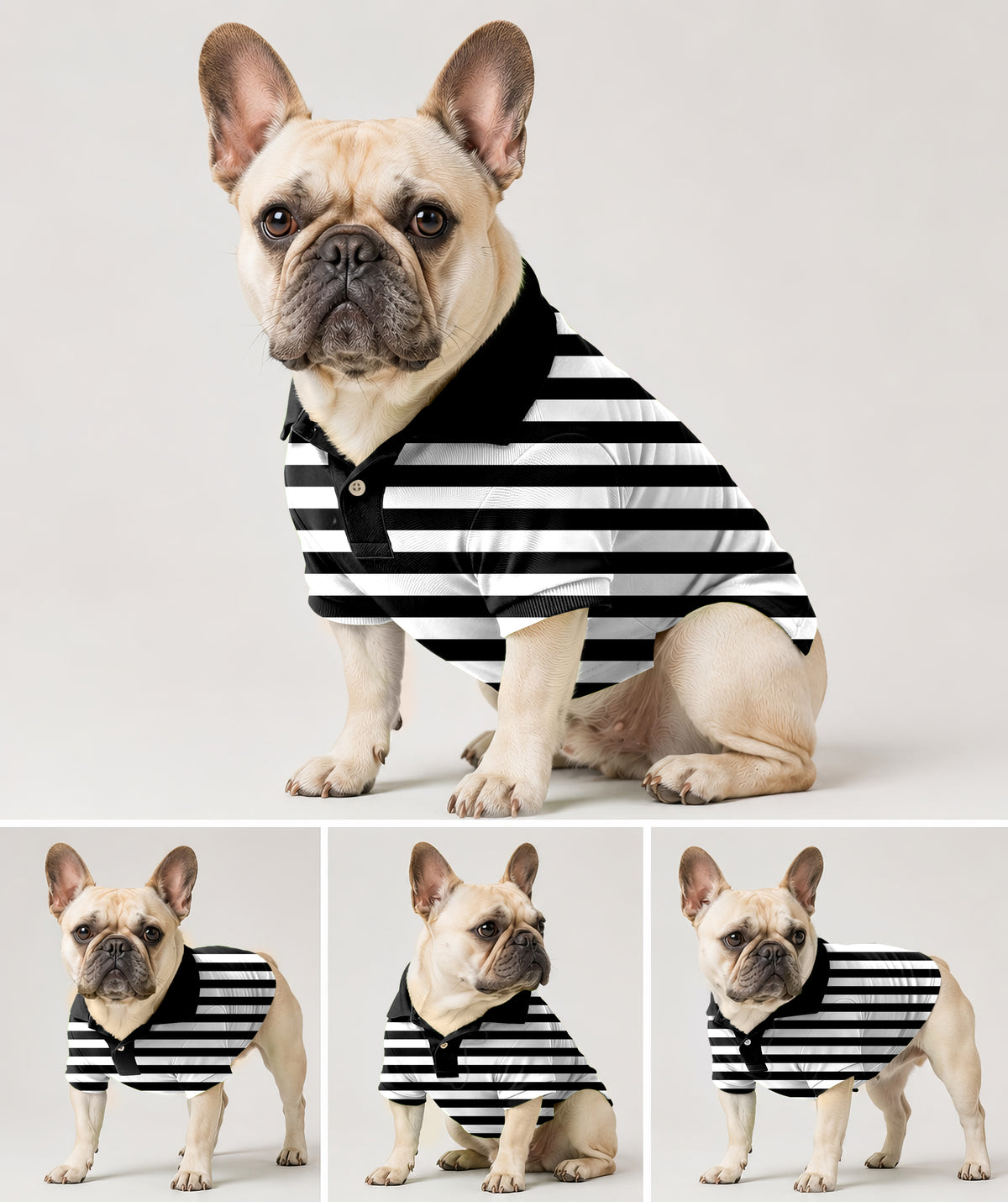 Dog's Black and white horizontal stripes Golf Polo