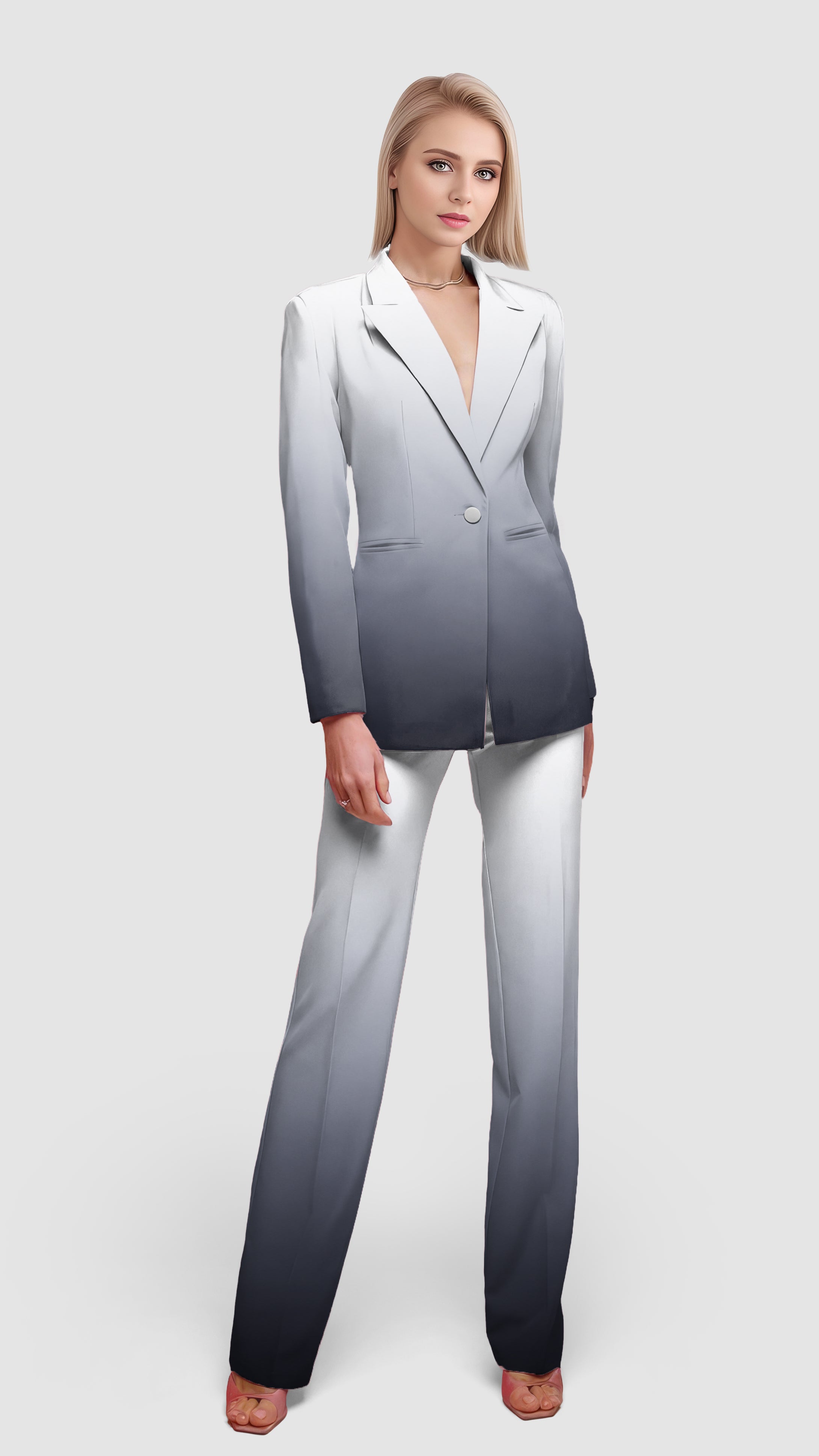 Black And White Gradient Women's Blazer Casual Work Office Blazer Suit set