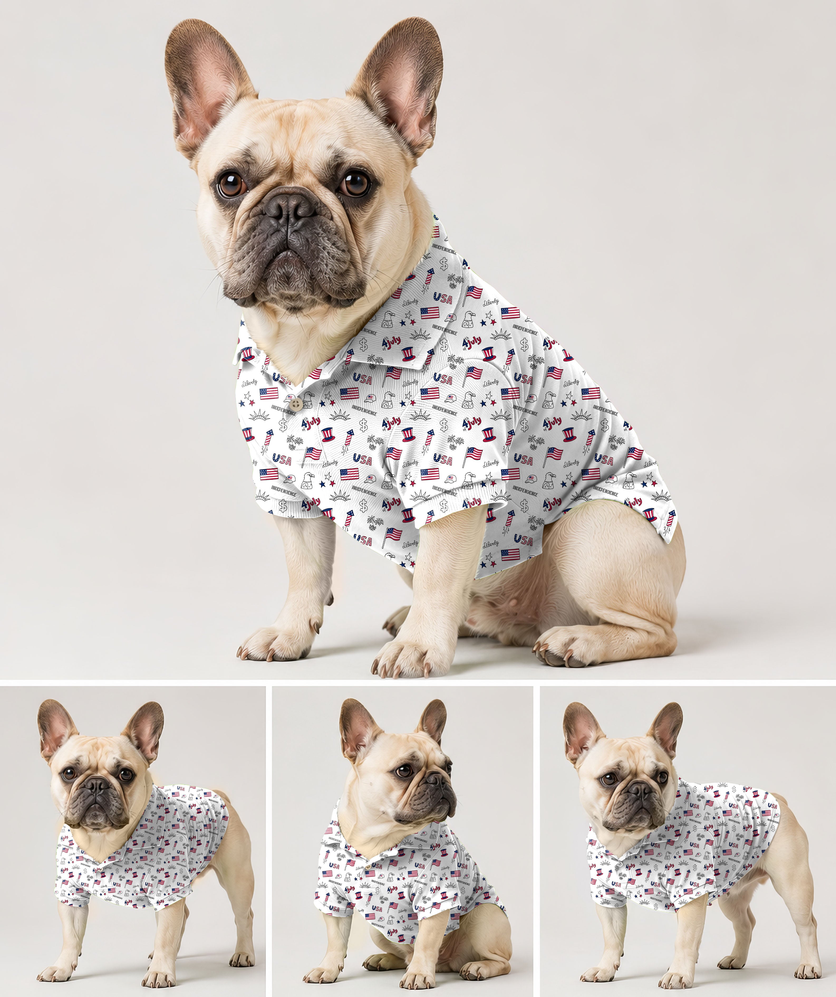 Dog's American flag Golf Polo
