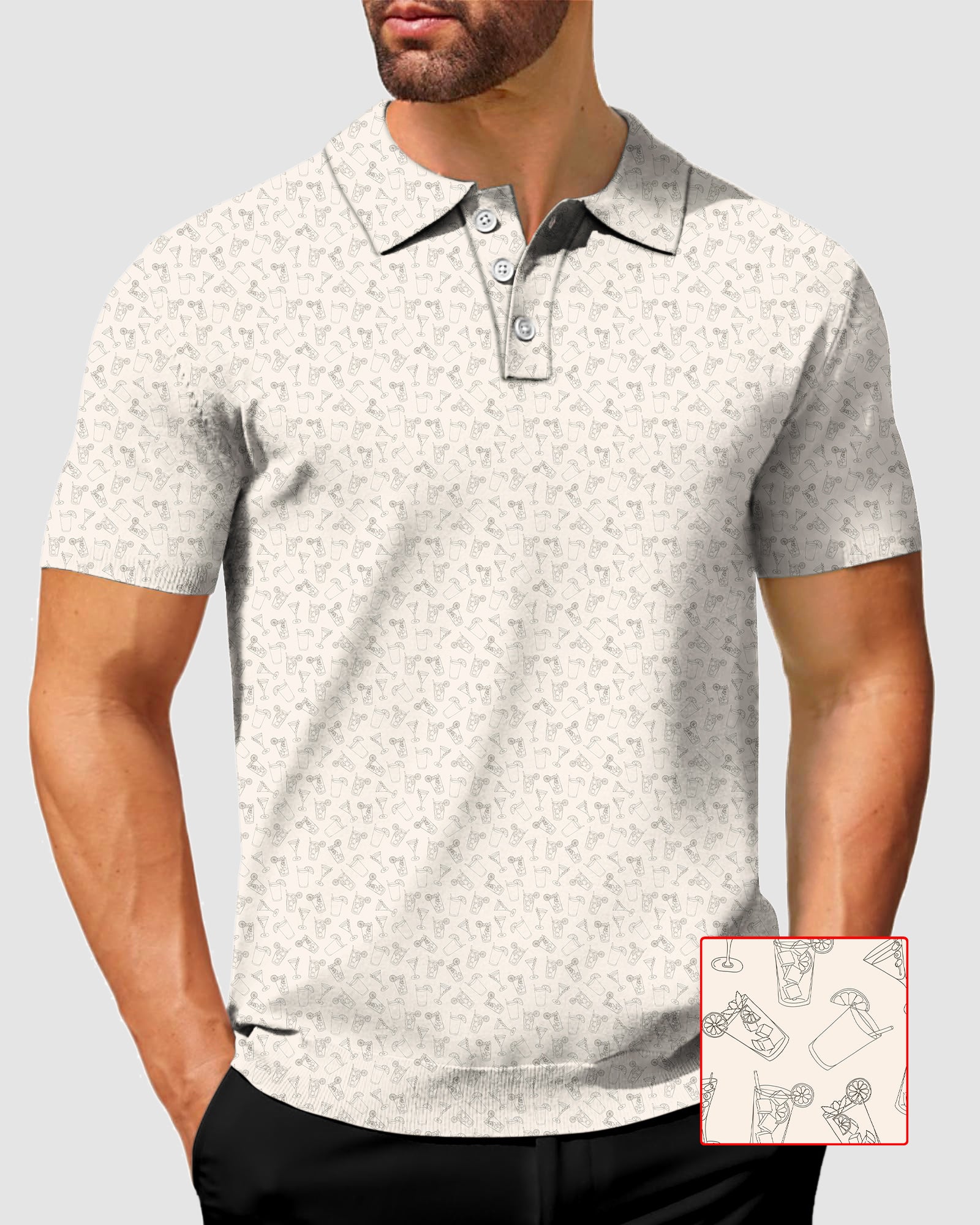 Men's Beige Juice Polo with four-way stretch, moisture-wicking, wrinkle-resistant, UPF 40+ protection, and classic fit for business casual style