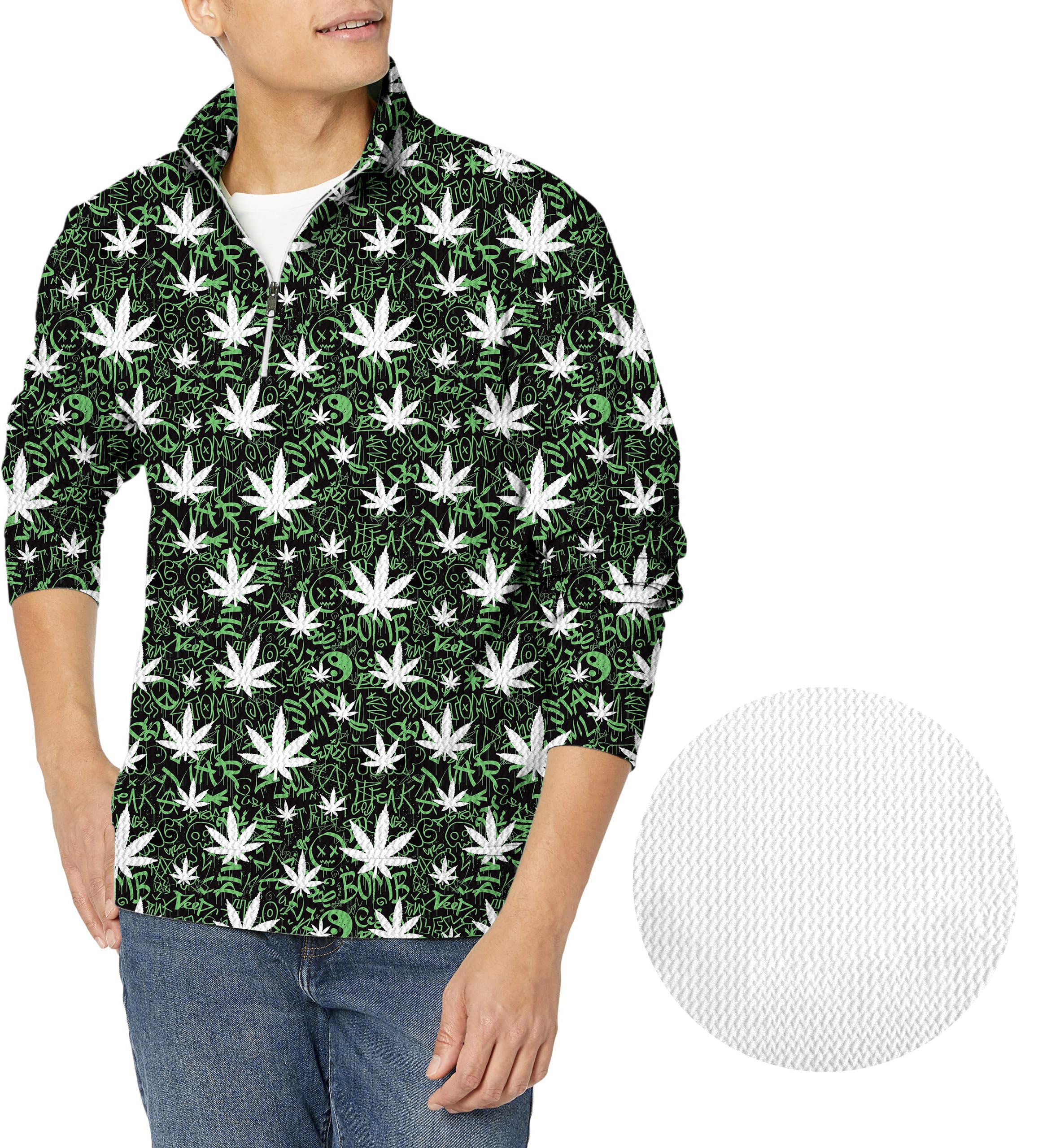 Leafy Grafitti-Men's Golf Waffle Zipper Pullover