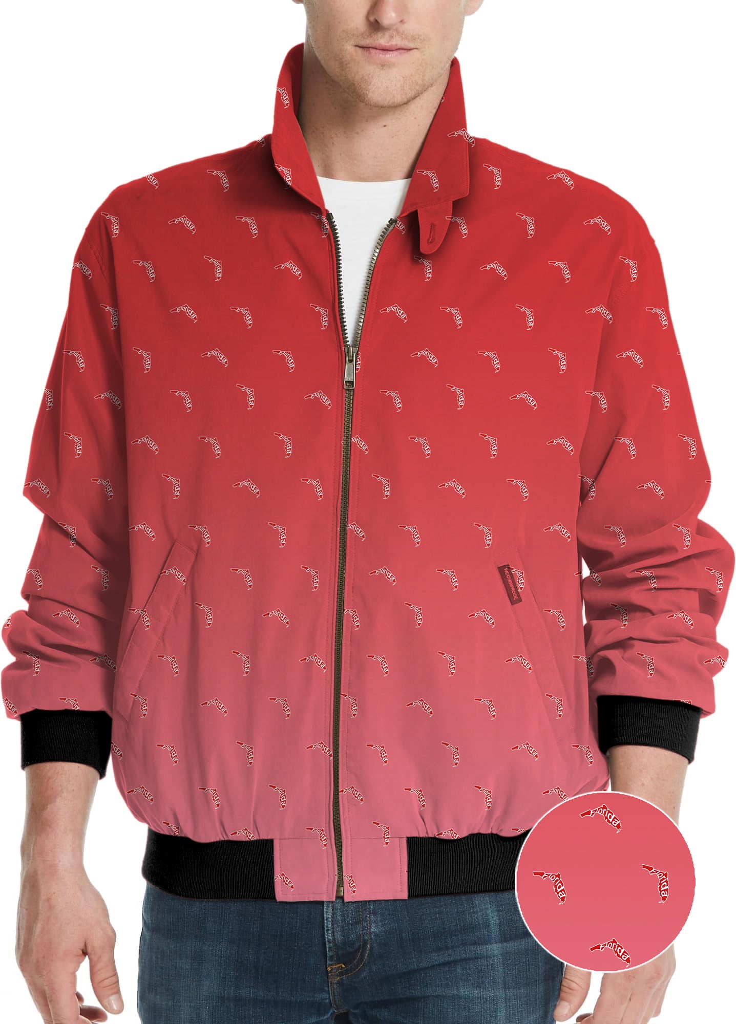 Red Florida Men's Golf Windbreaker Light Jacket