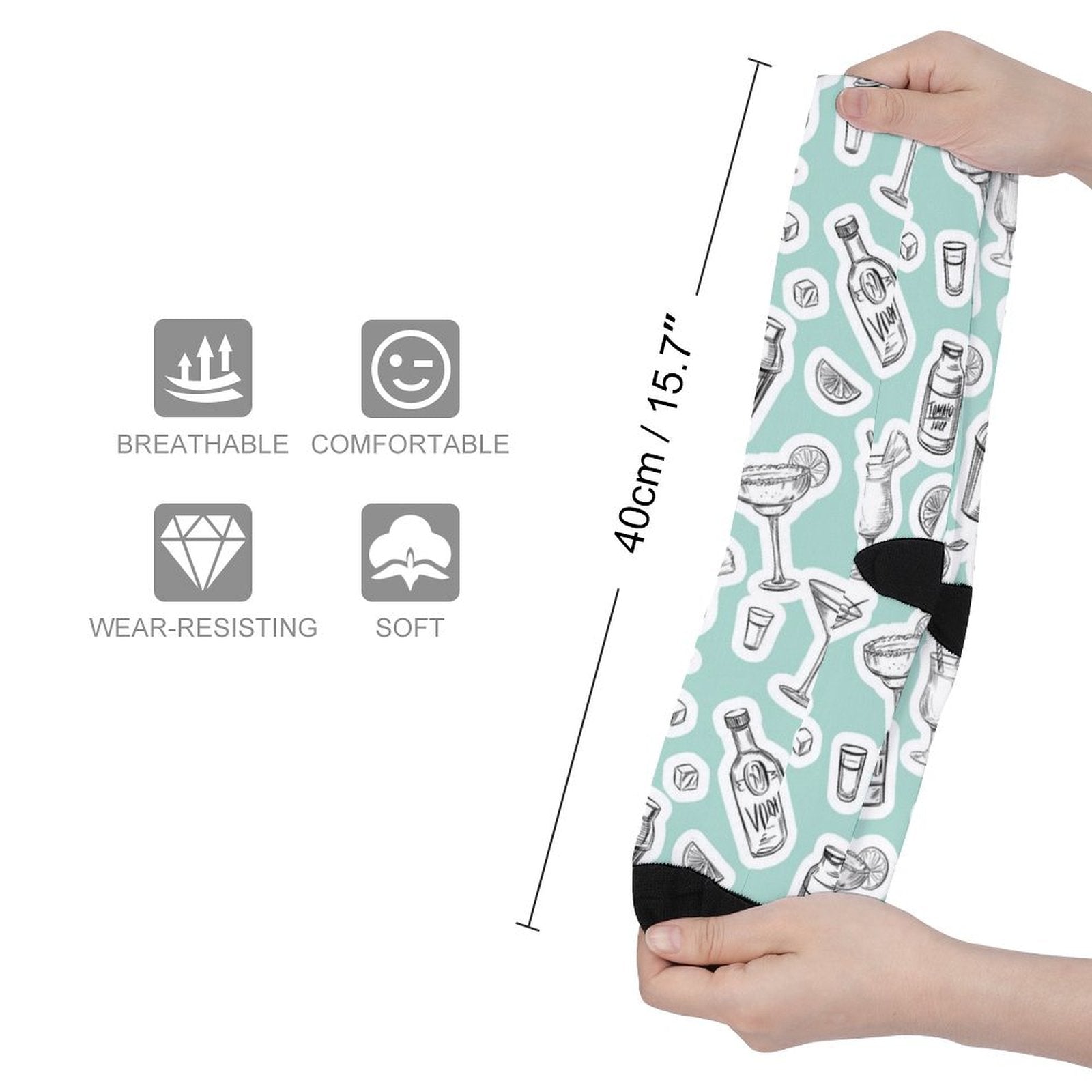 of alcohol cocktails Prined socks Gifts for Men Women