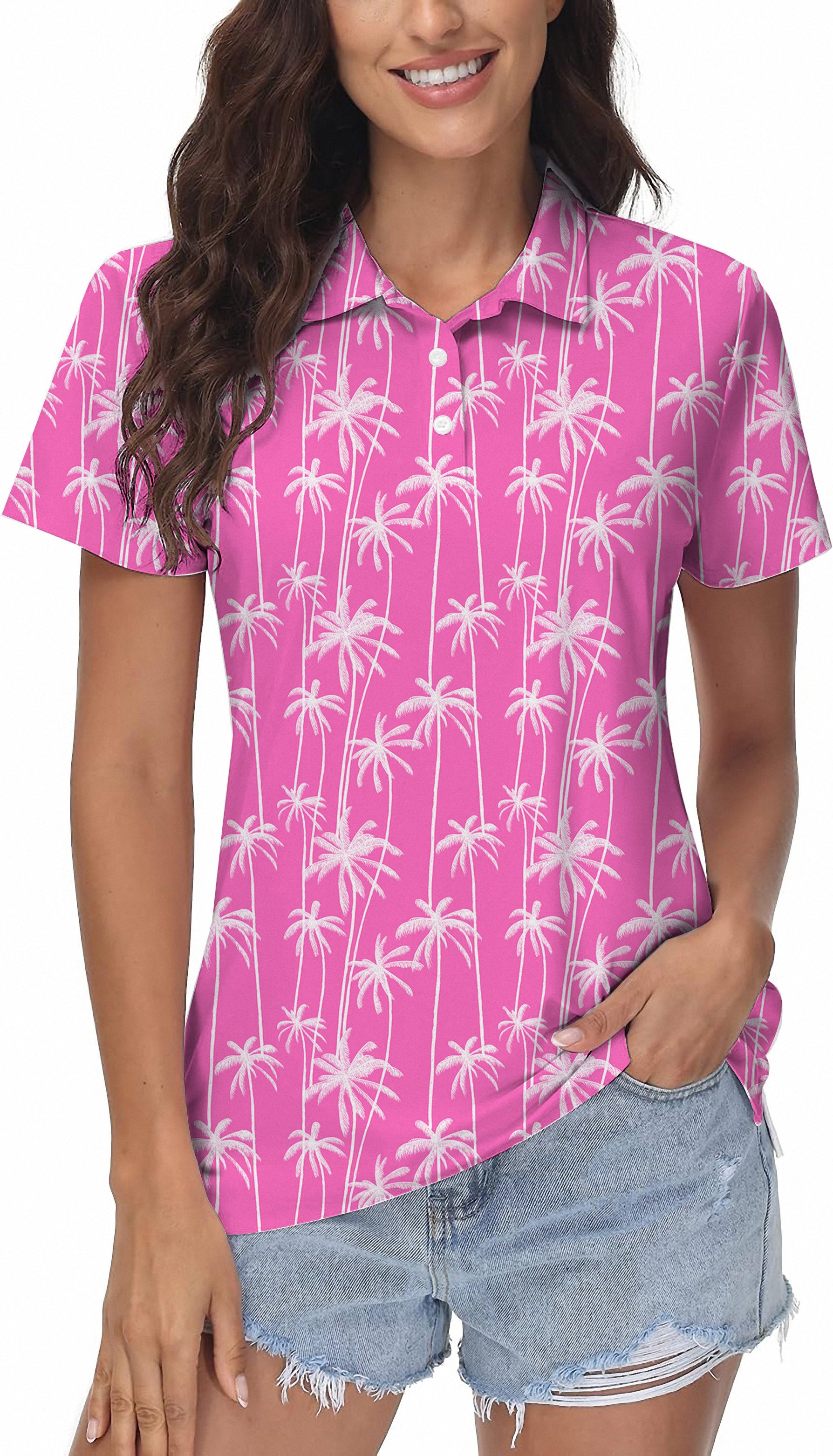 Pink Coconut Tree Women's Golf Polo