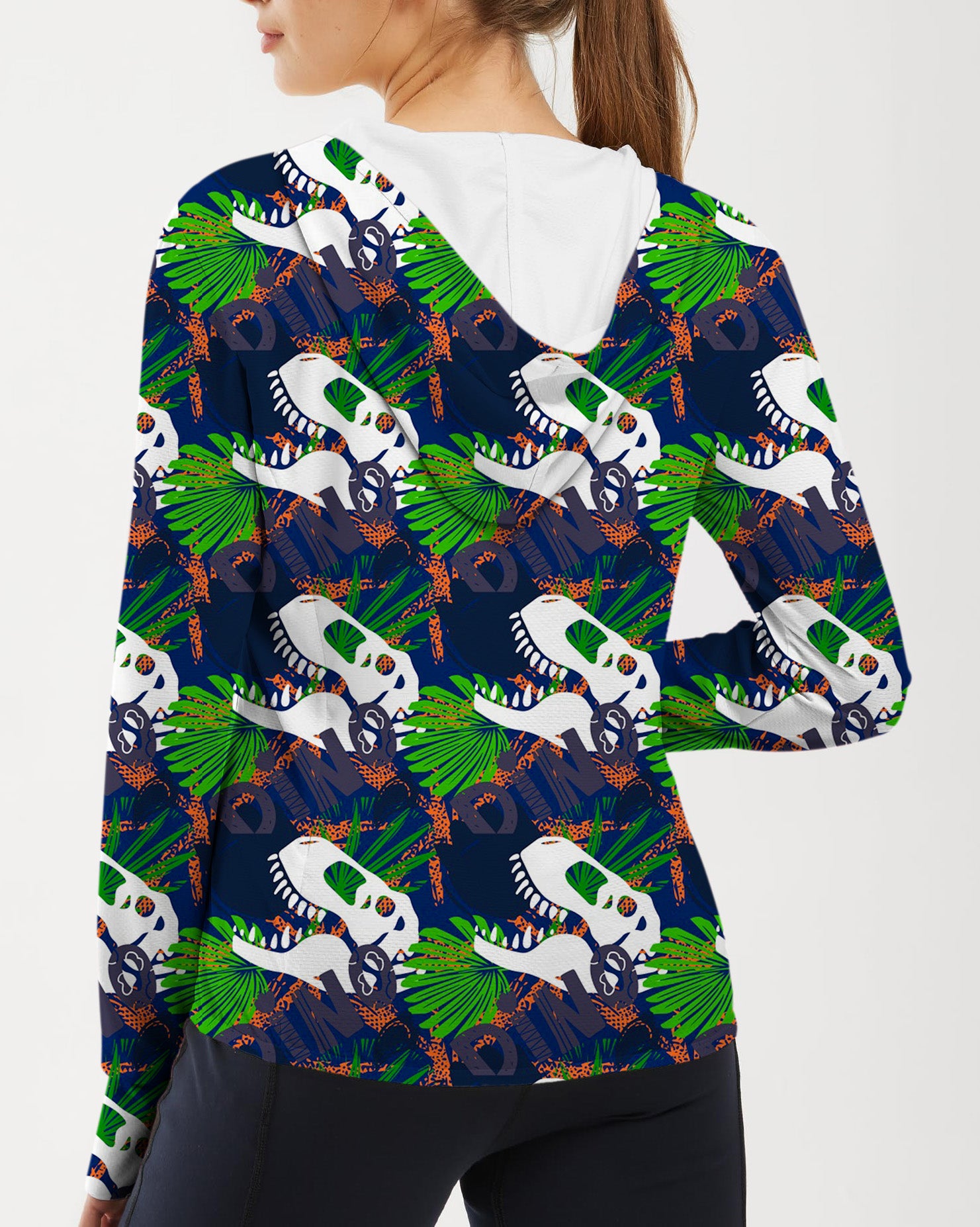 Women's Outdoor dinosaur fossil Golf Sun Protection Slim Fit zip hoodies