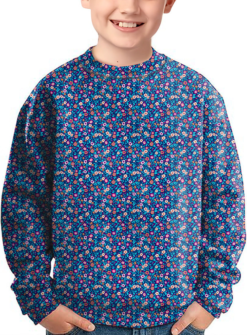 Dark Floral Crewneck Pullover Kids Ugly Sweater